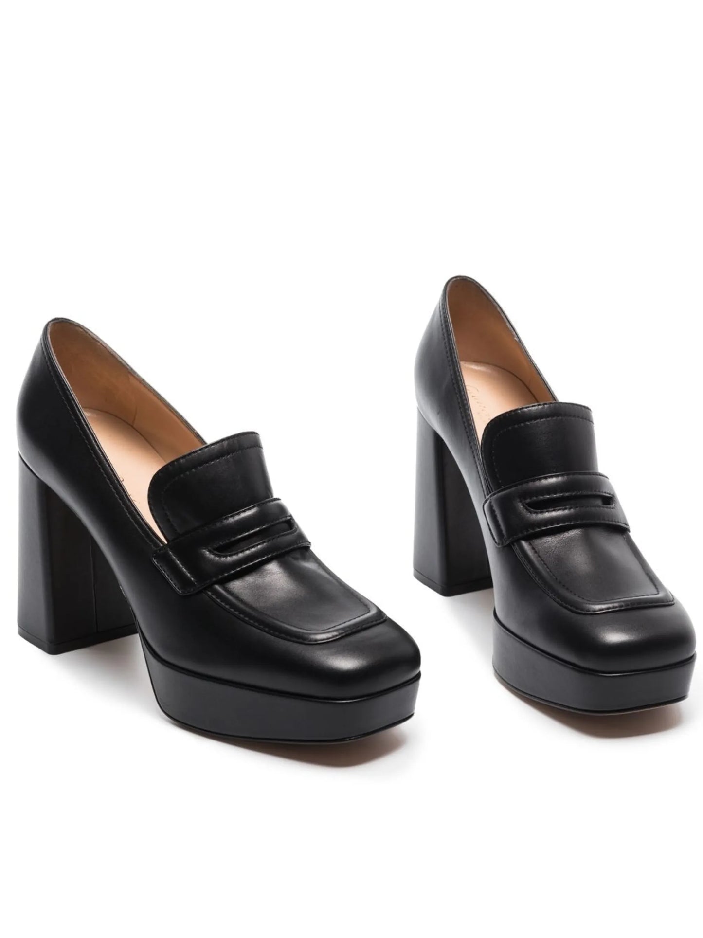 100mm platform leather loafers