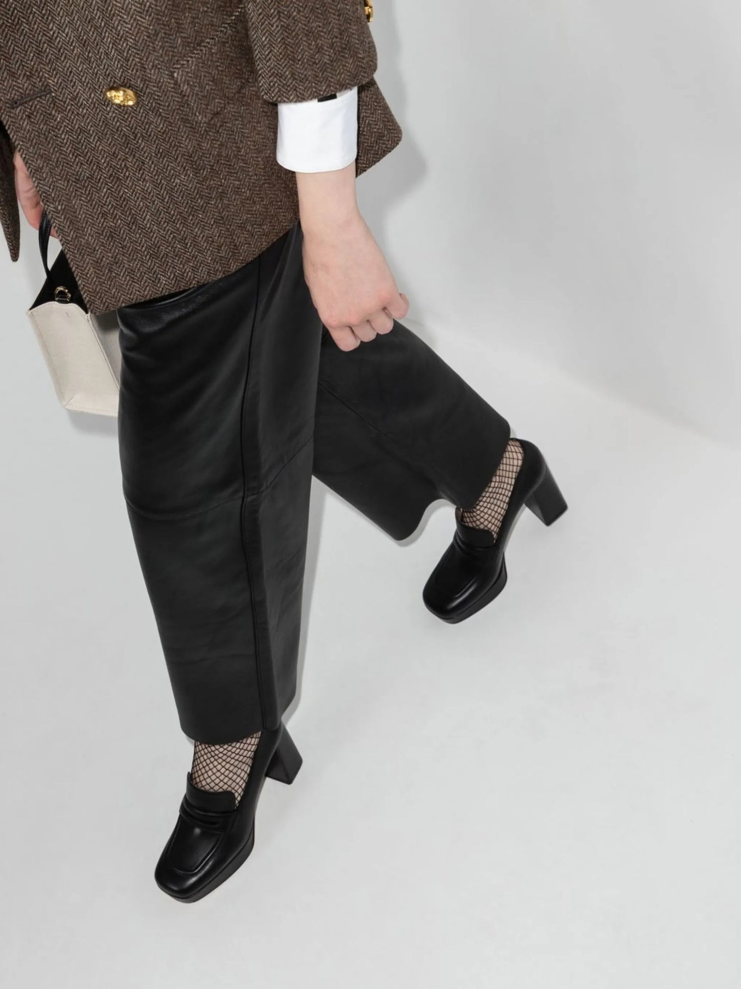100mm platform leather loafers