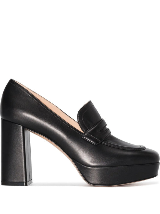 100mm platform leather loafers
