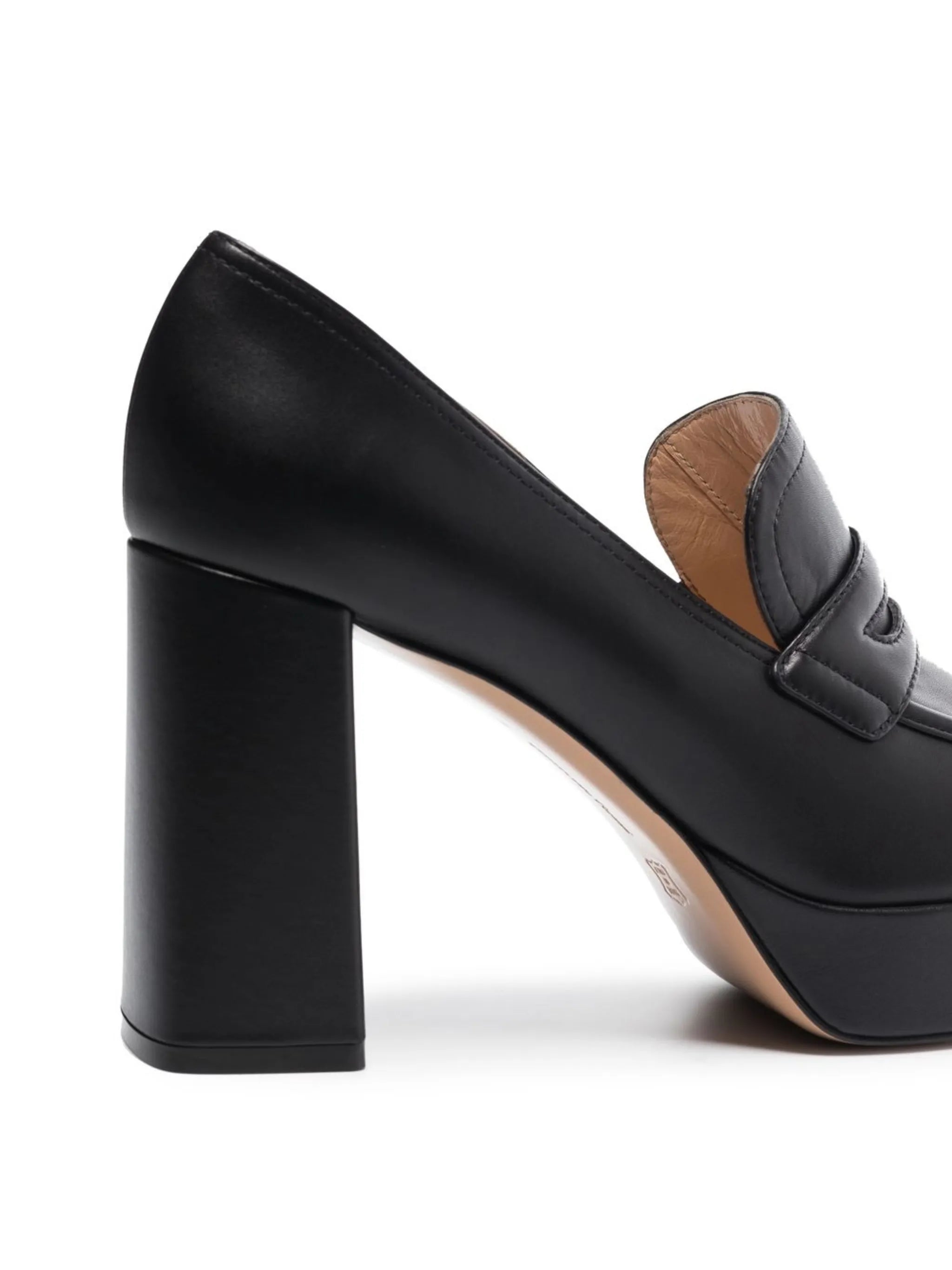 100mm platform leather loafers