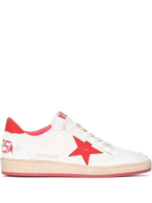 Ball Star trainers in white nappa leather with green leather star and heels tab