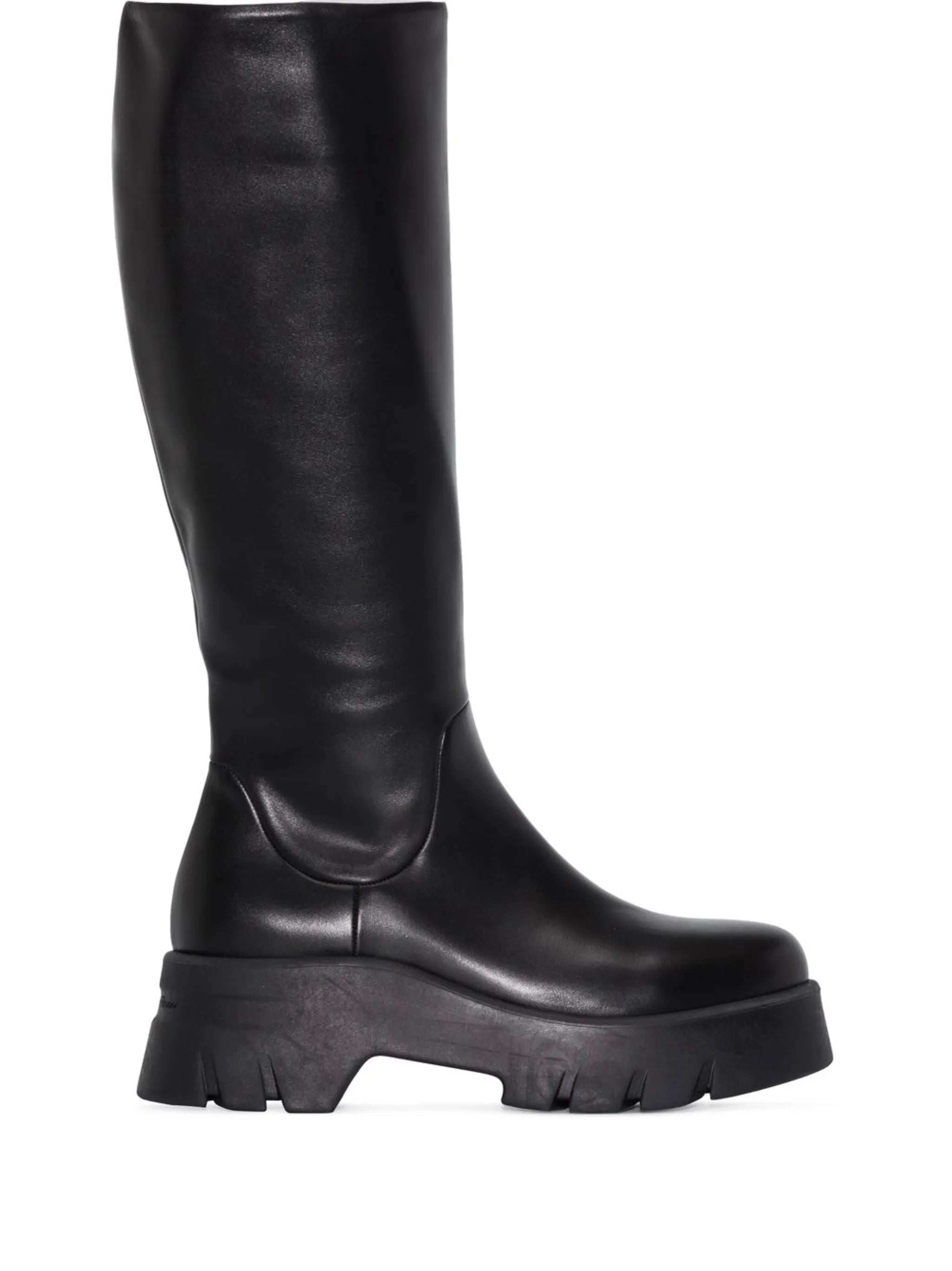 polished-finish ridged-sole boots
