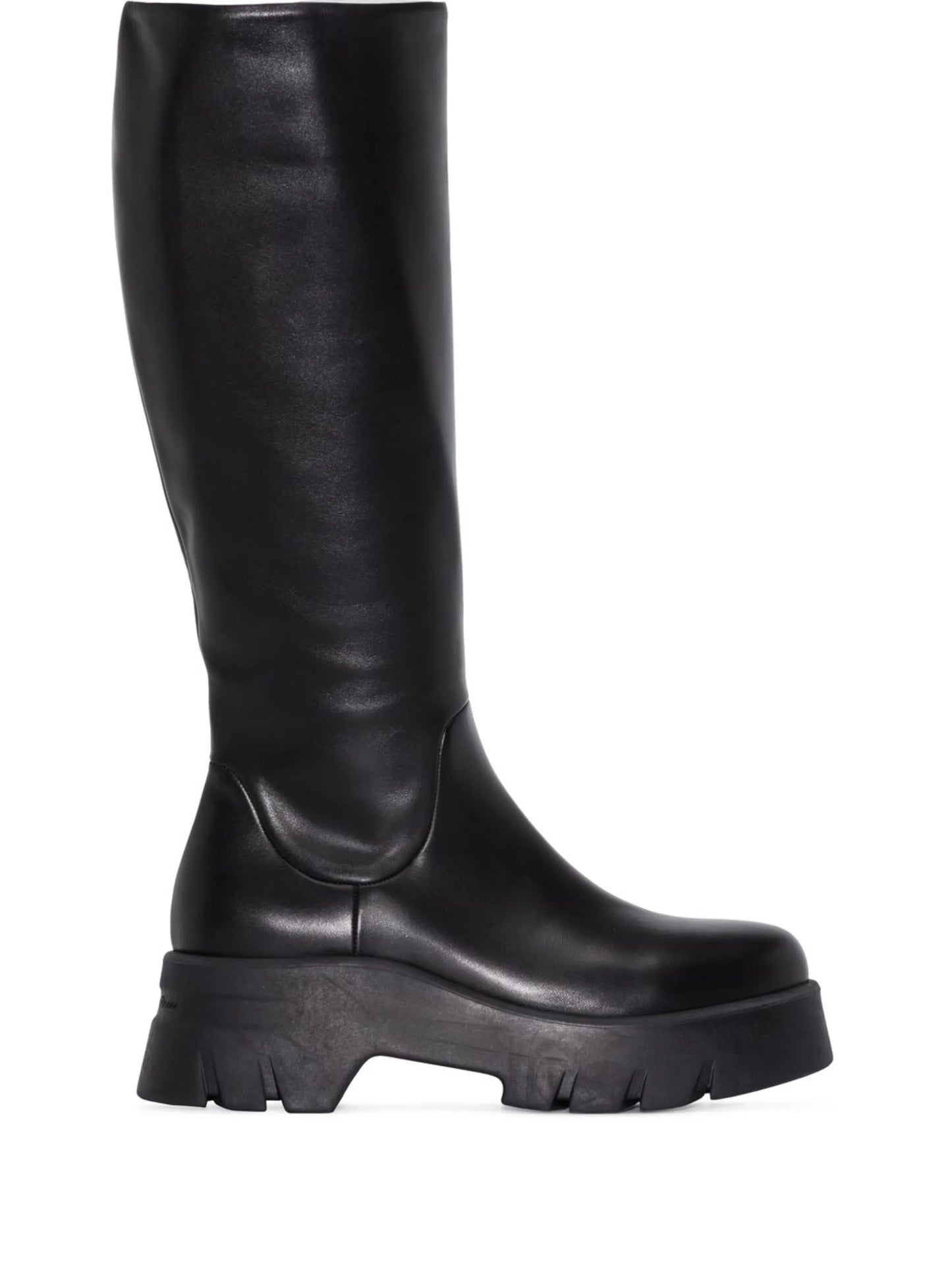 polished-finish ridged-sole boots