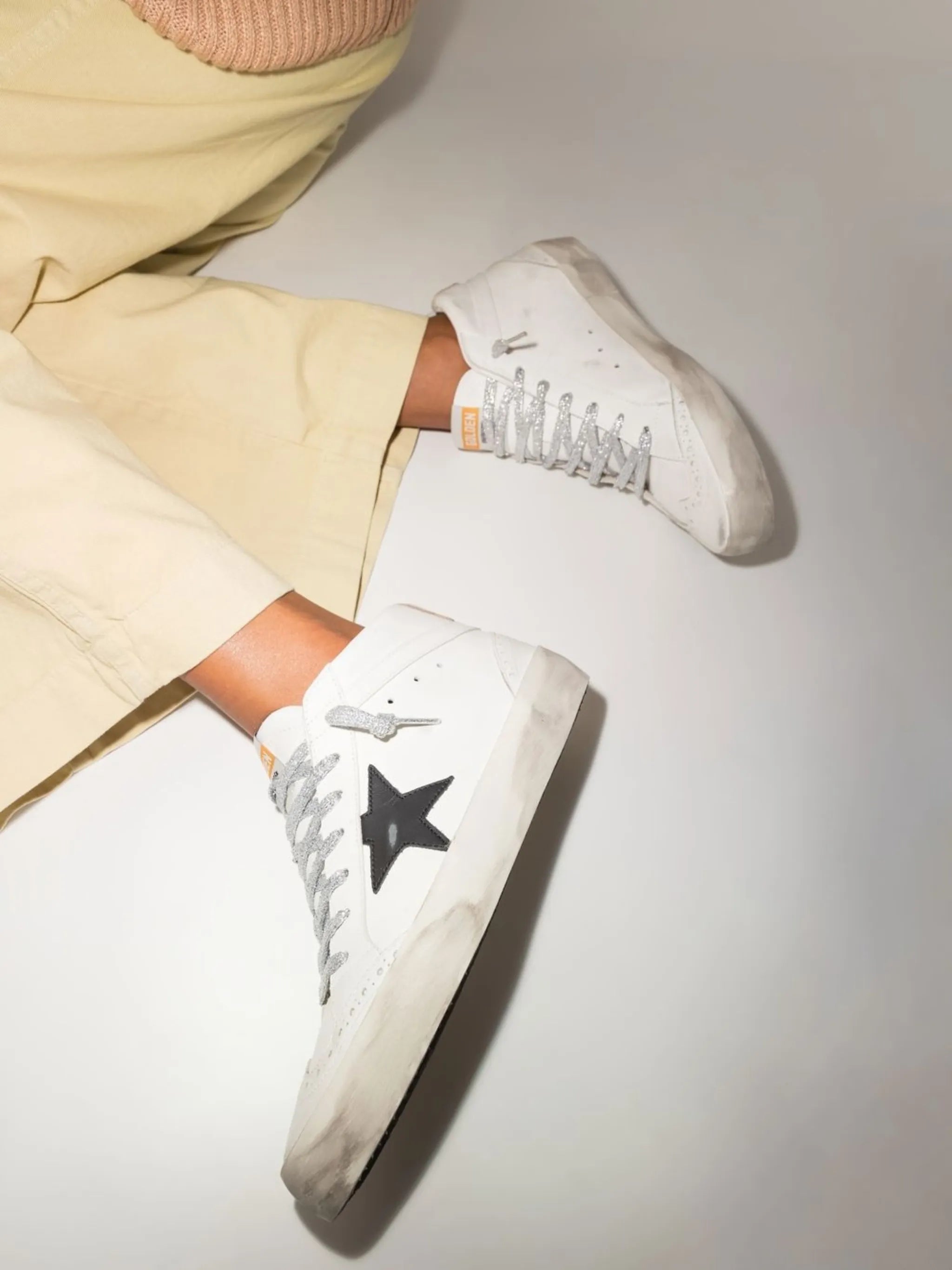 star-patch lace-up sneakers