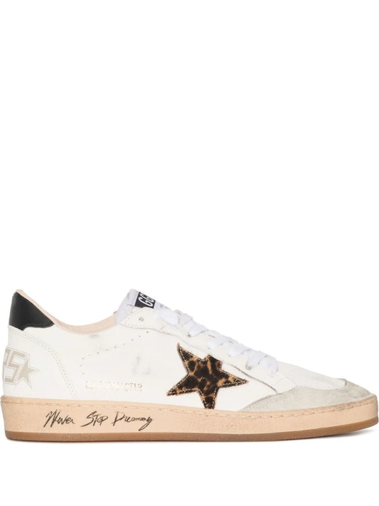 Ball Star trainers with leopard print pony skin star and black heels tab