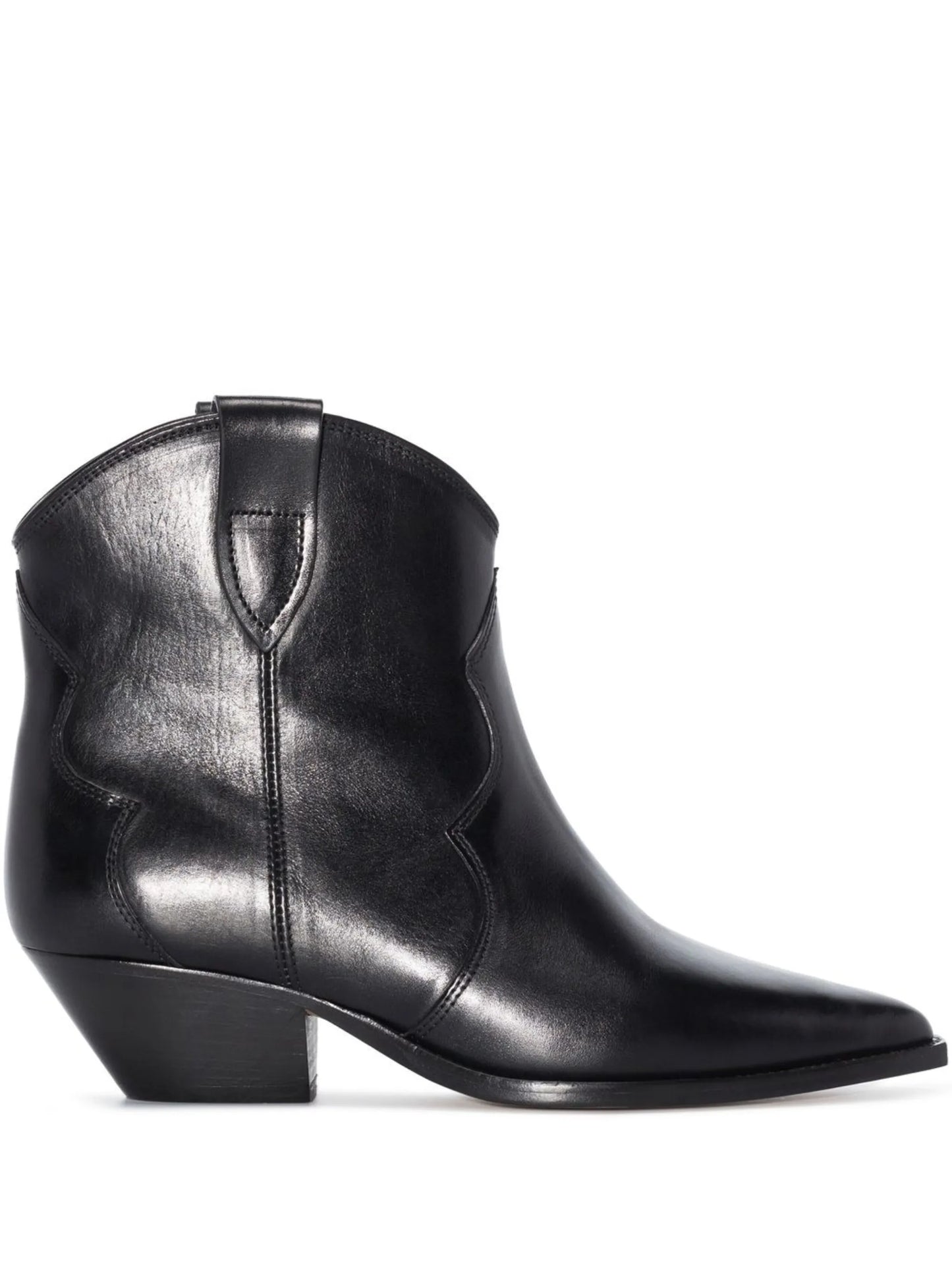 polished-finish pointed-toe boots