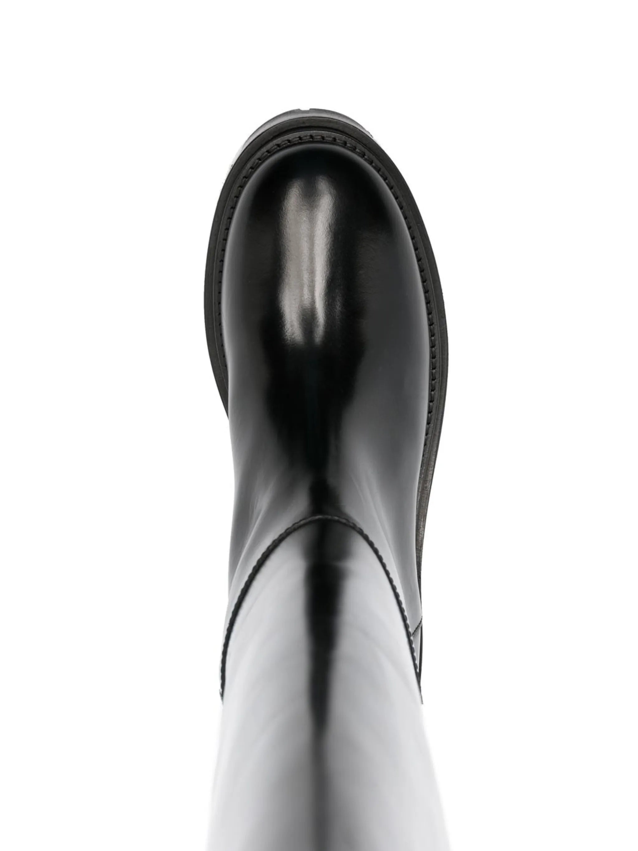 calf-length leather boots