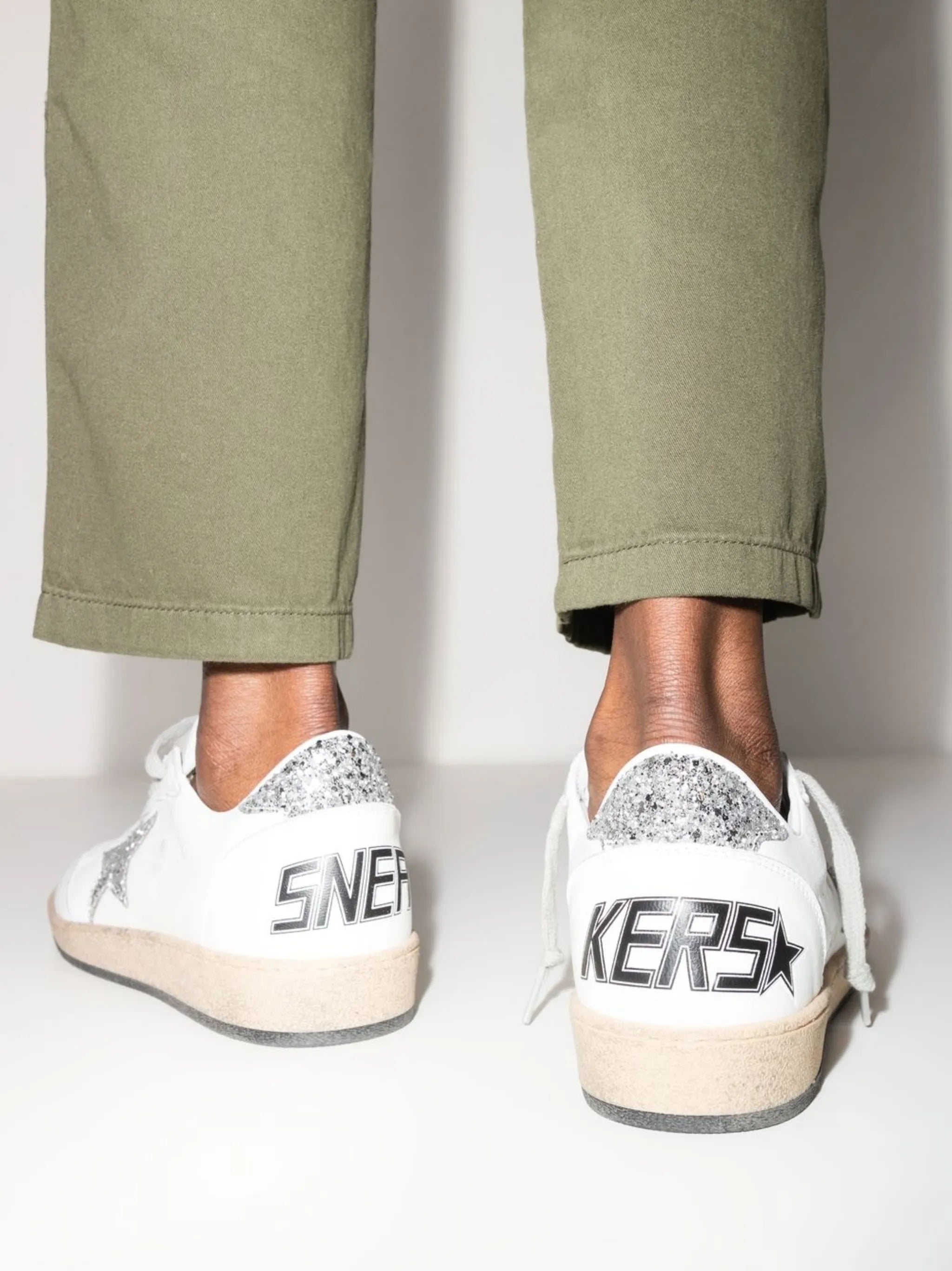 Ball Star in nappa with silver-glitter star and heel tab