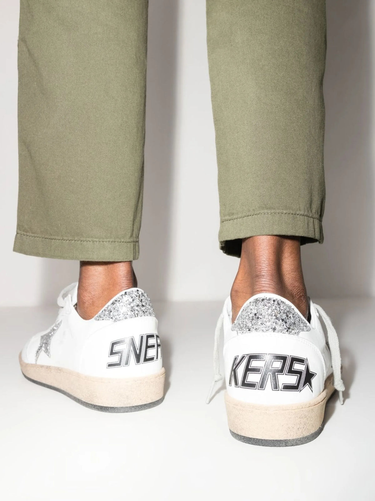 Ball Star in nappa with silver-glitter star and heel tab