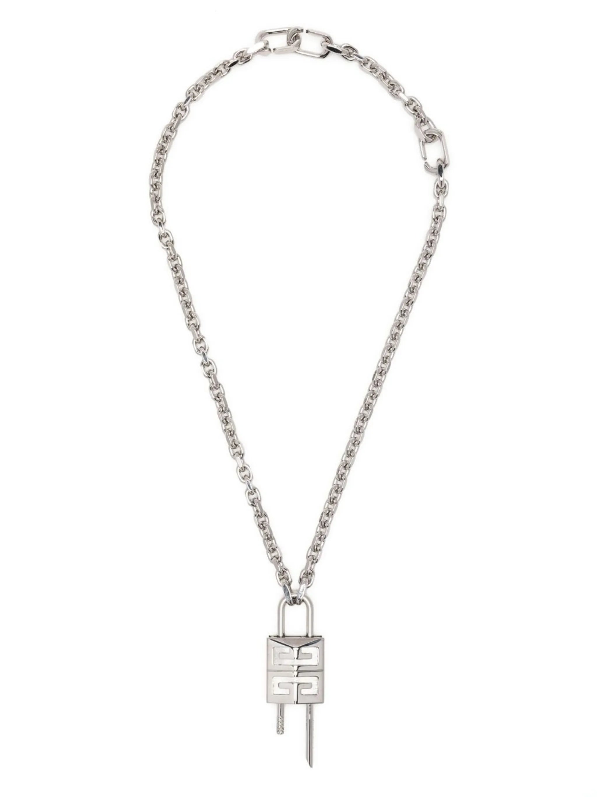 logo-engraved lock necklace
