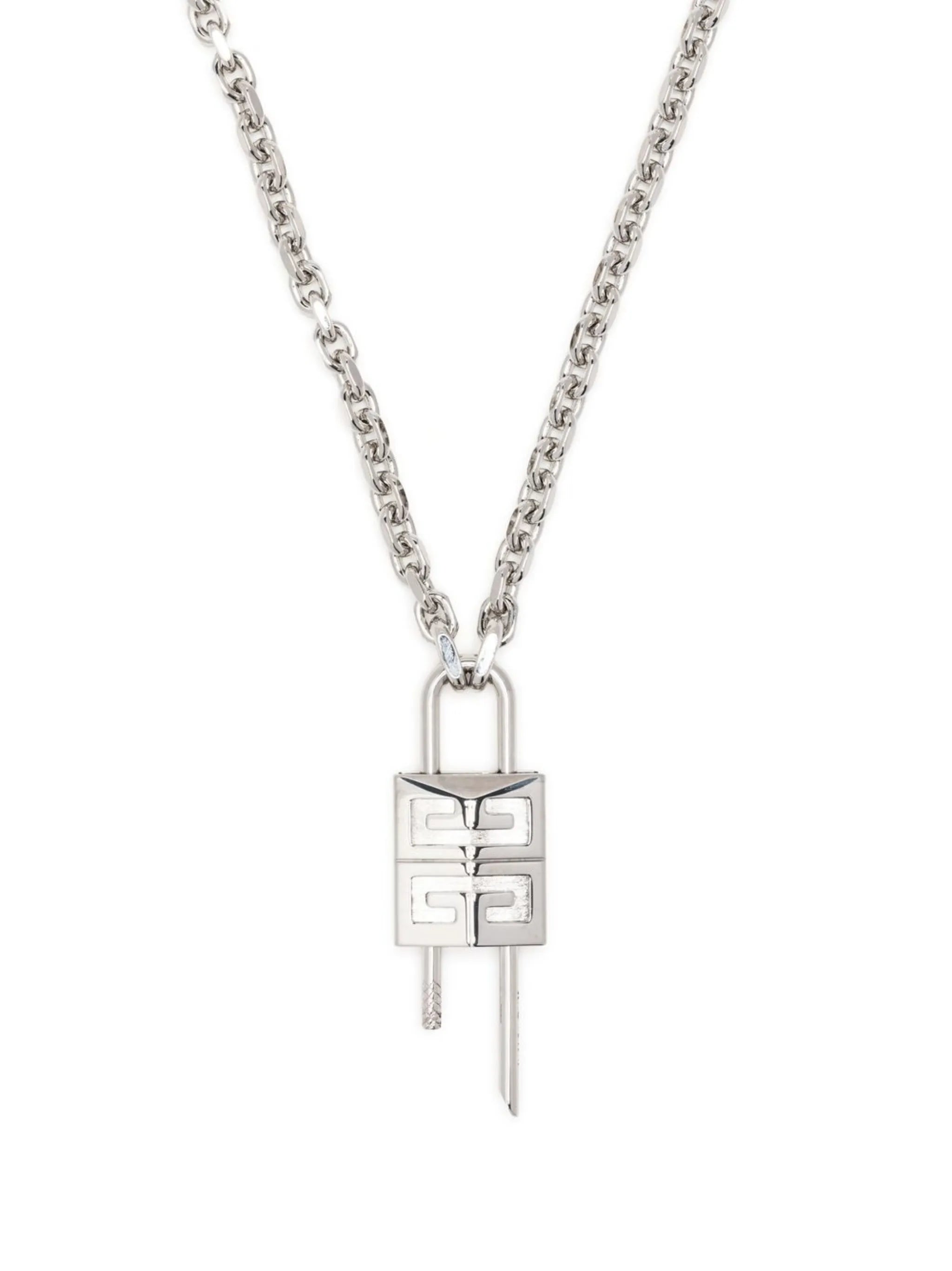 logo-engraved lock necklace