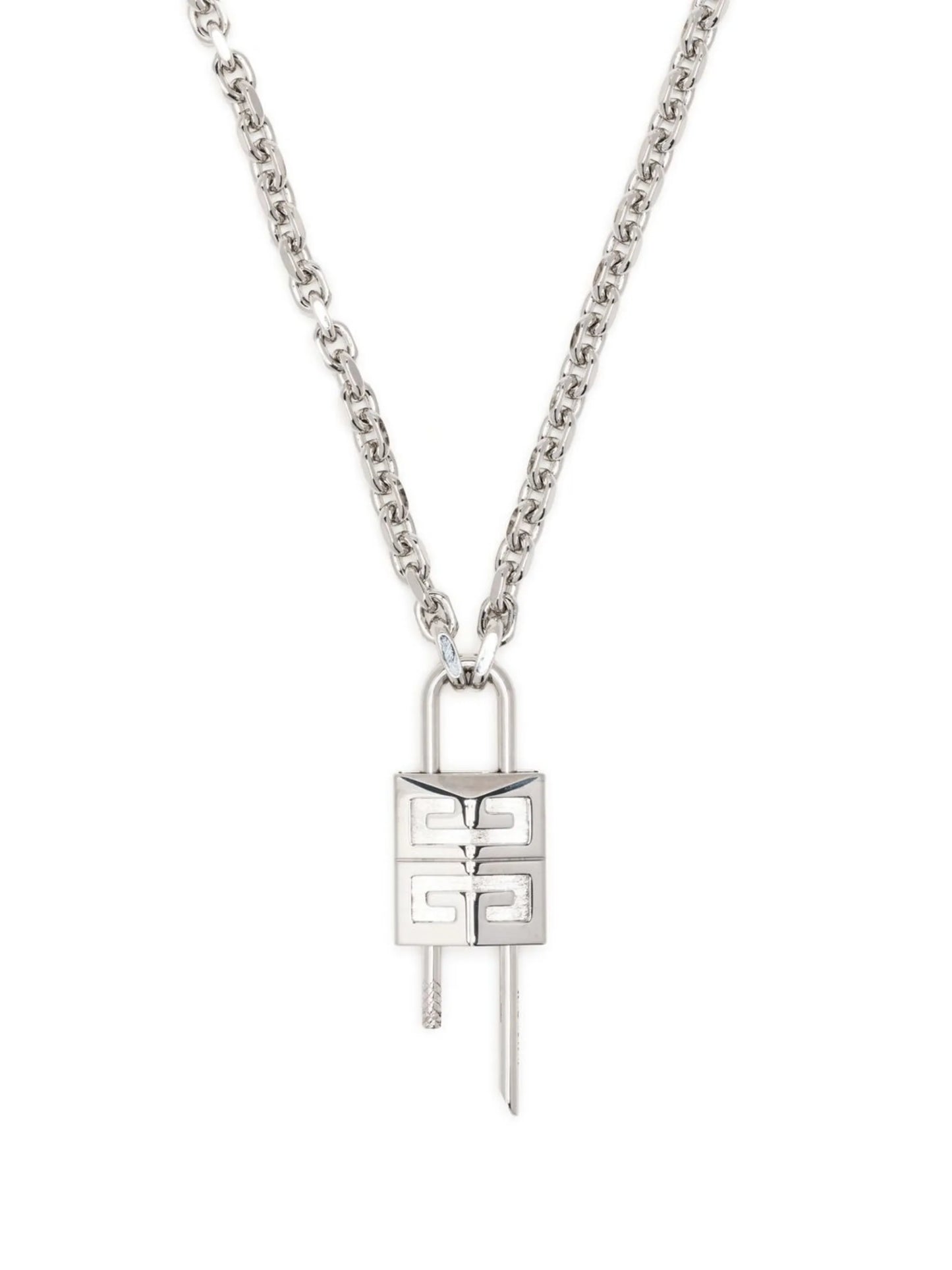 logo-engraved lock necklace