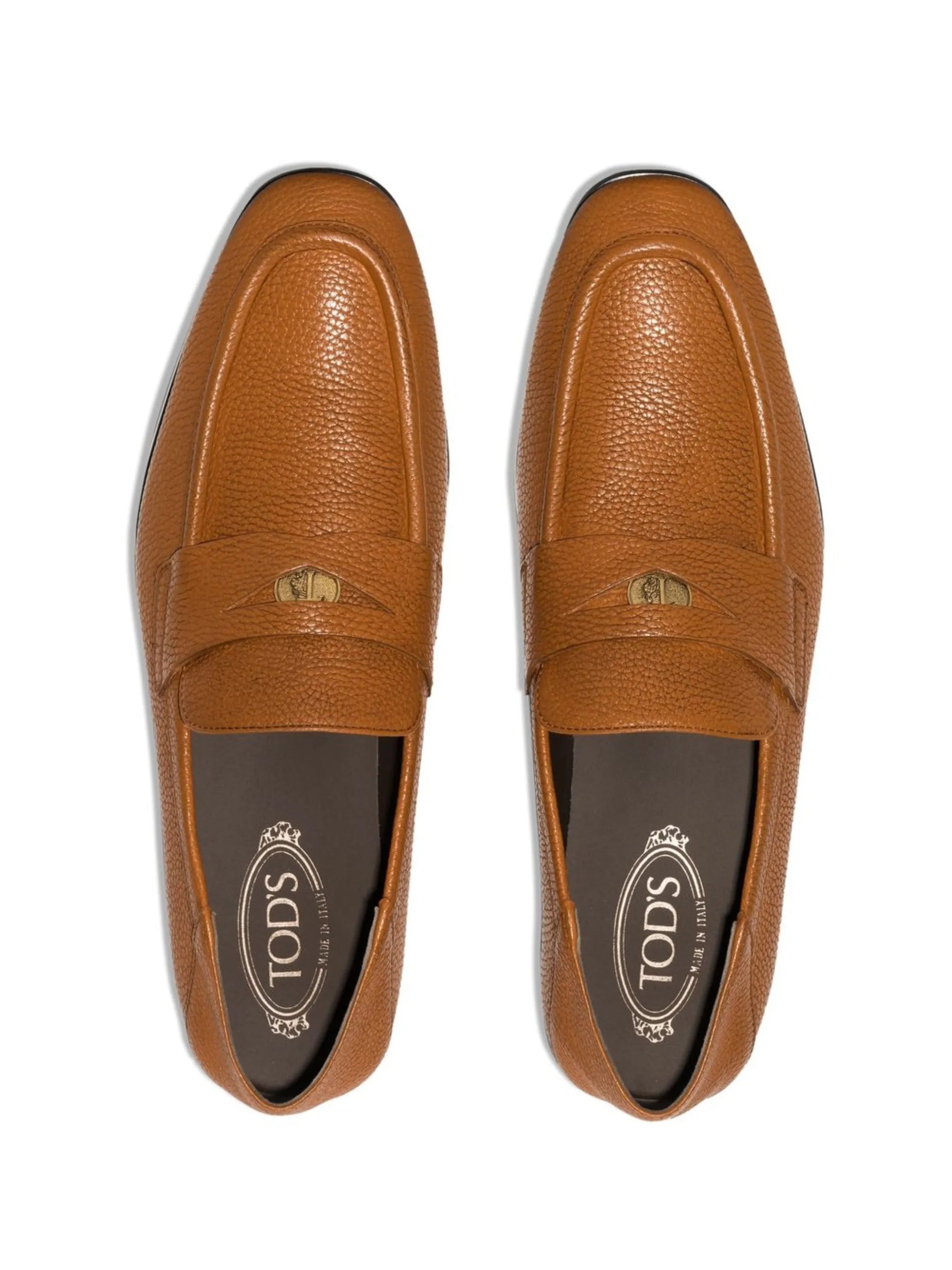 logo-patch leather loafers