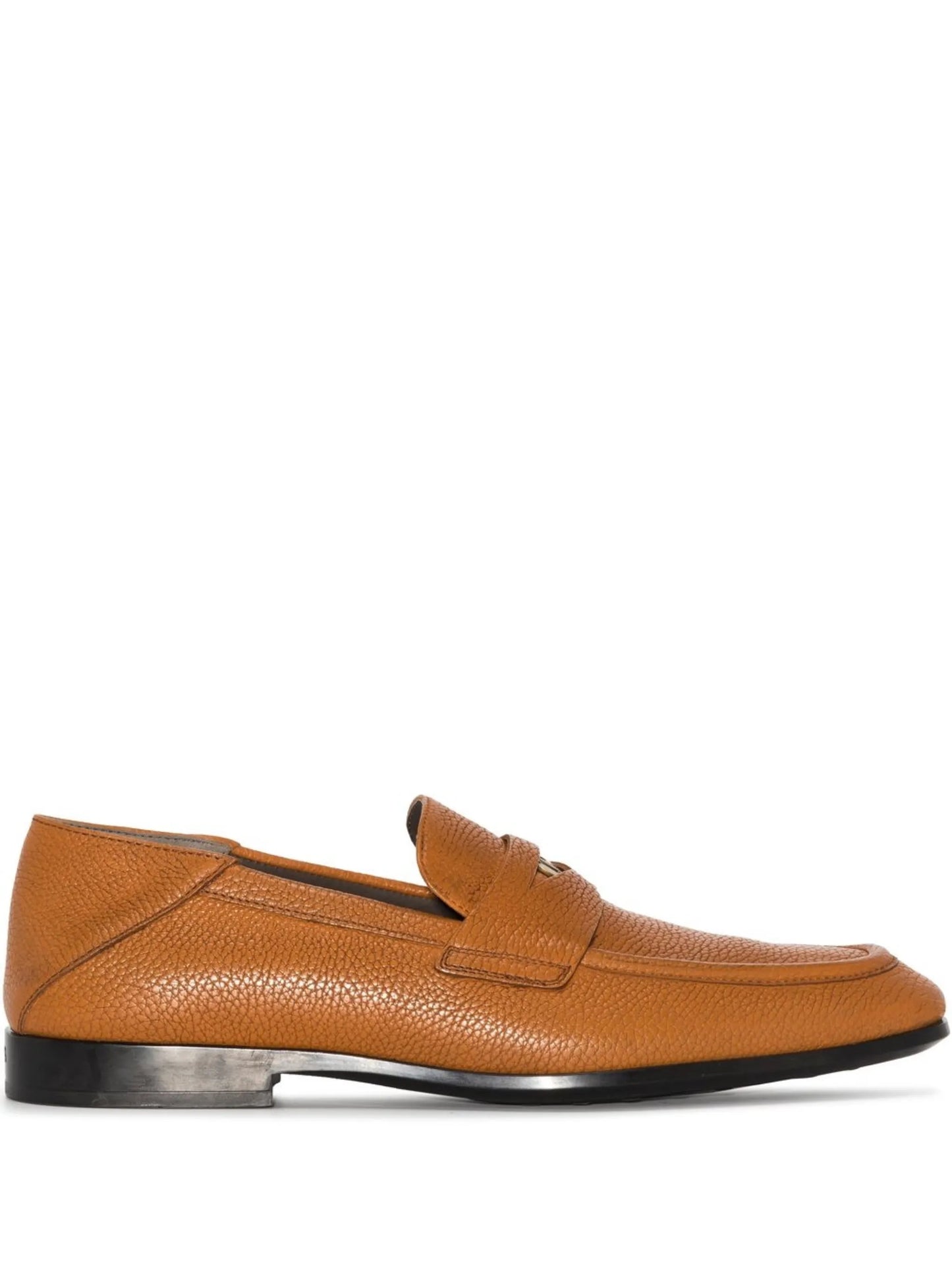 logo-patch leather loafers
