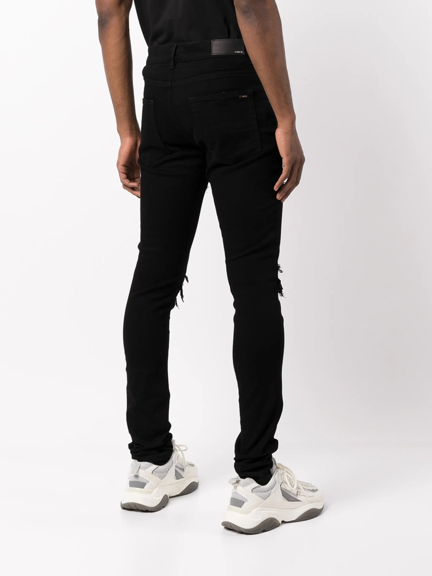 distressed ultra suede jeans