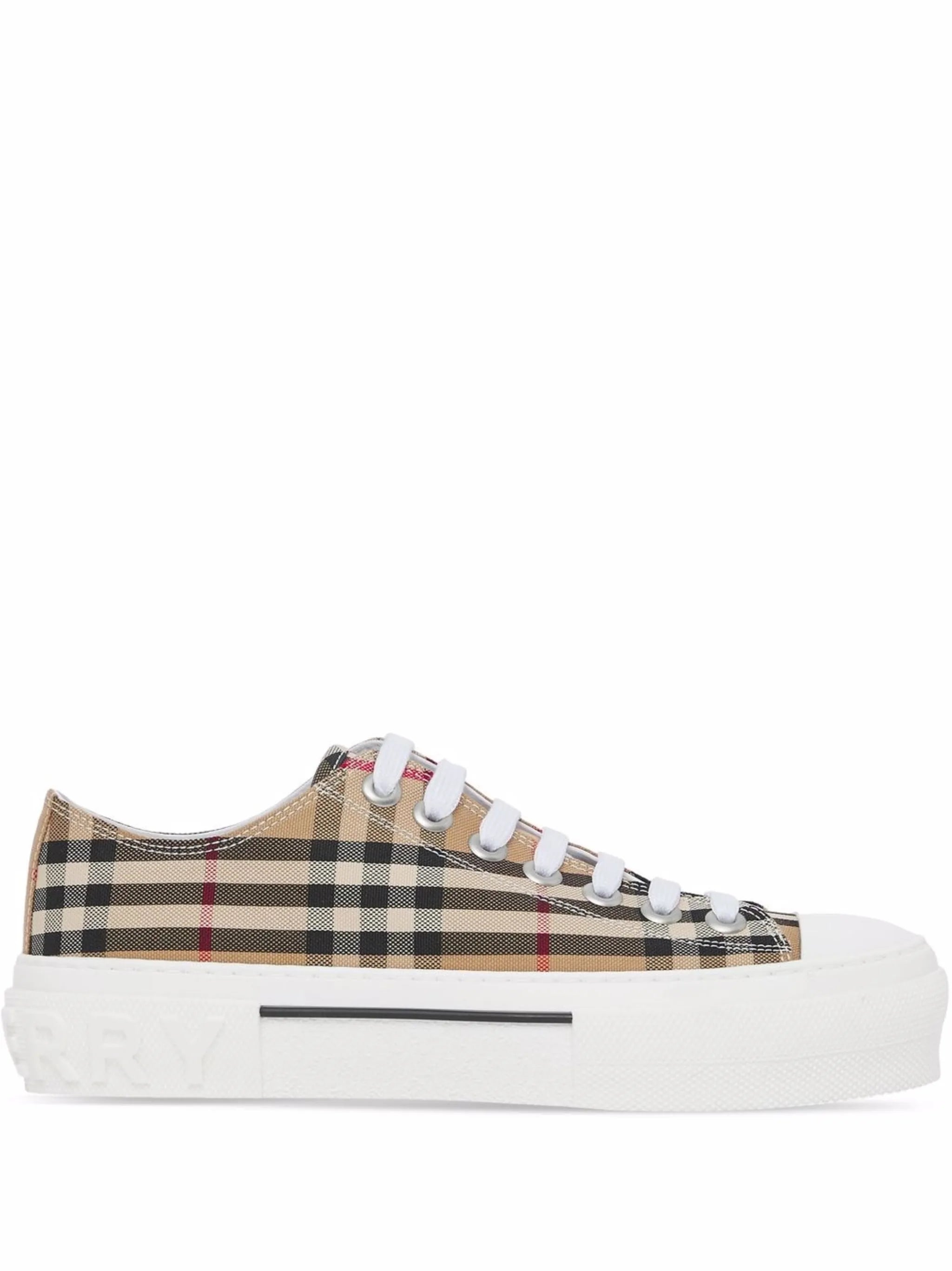 check cotton sneakers