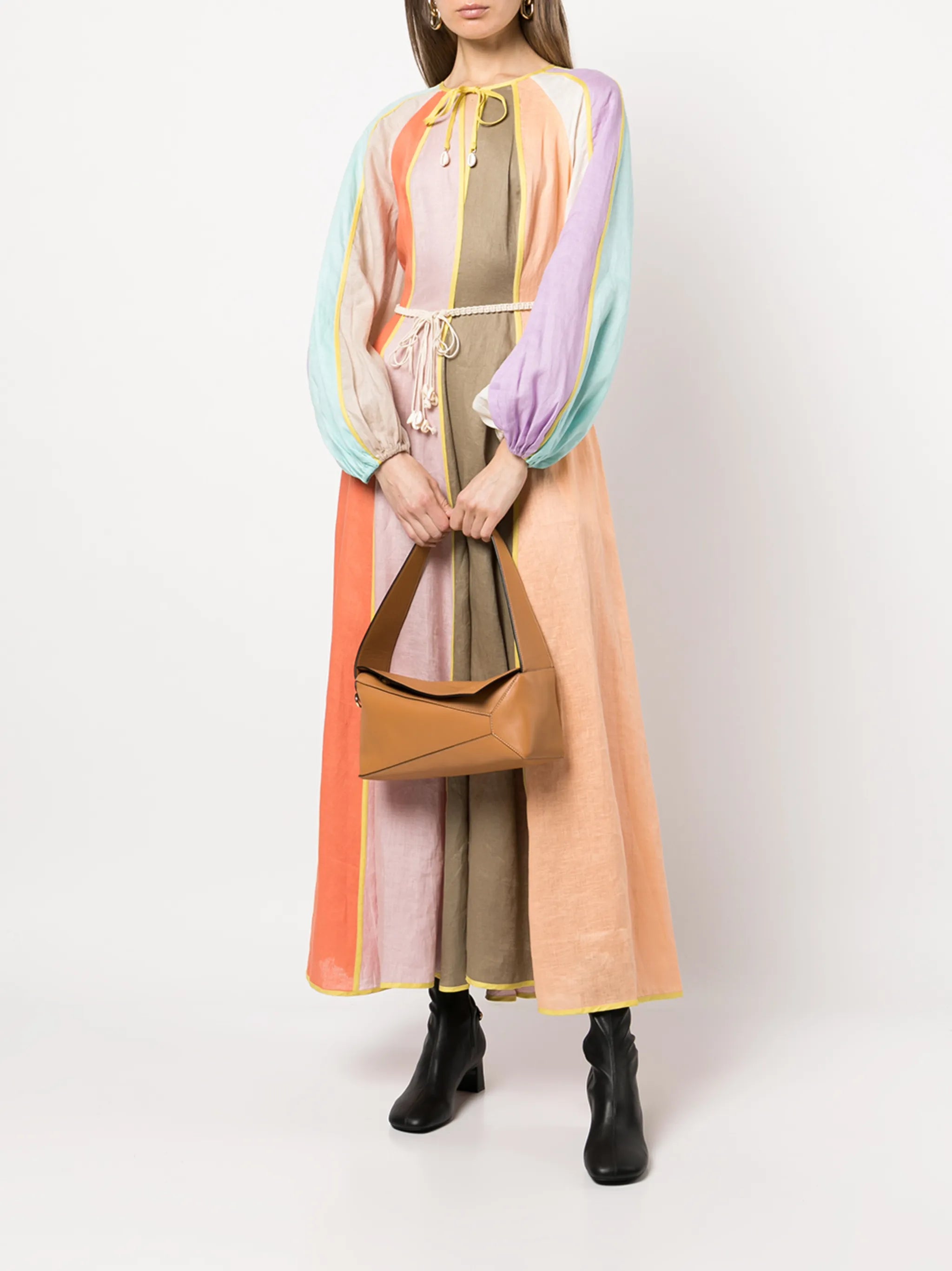 Puzzle leather shoulder bag