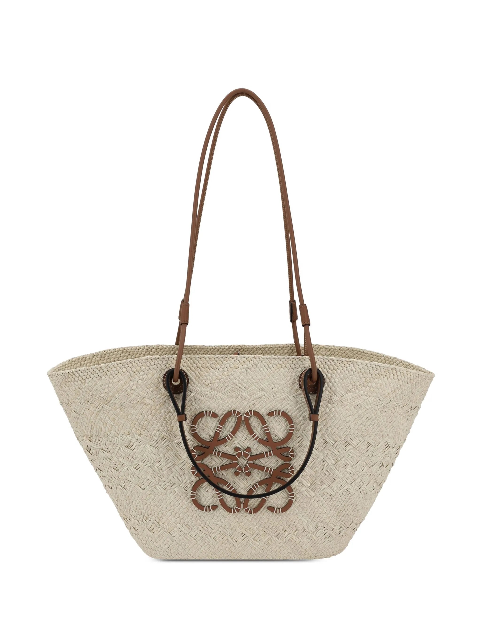 Anagram straw basket tote bag