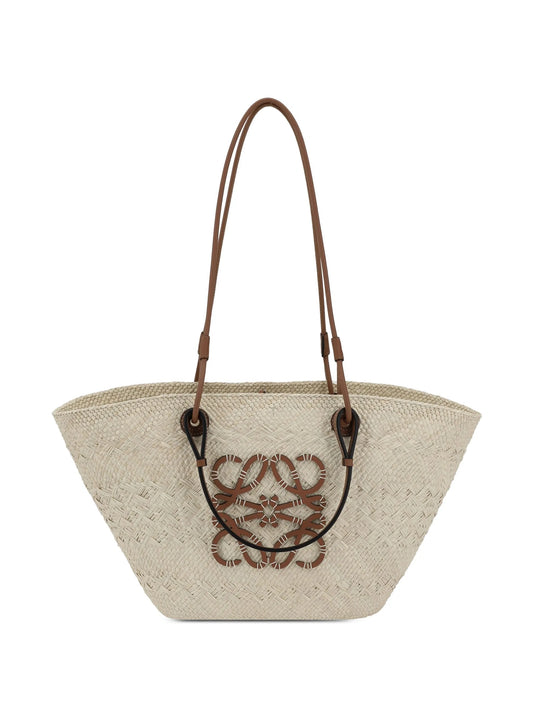 Anagram straw basket tote bag