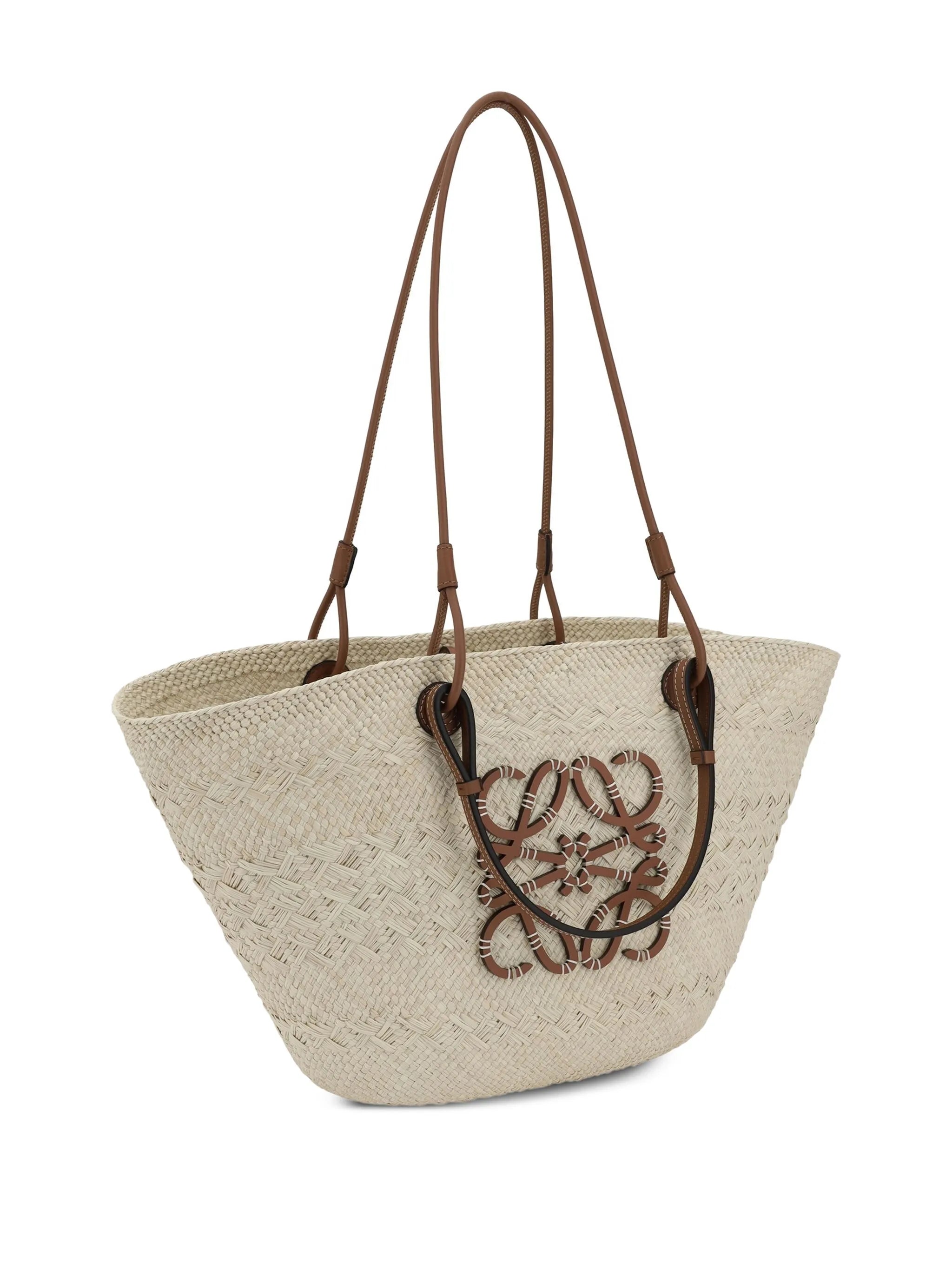 Anagram straw basket tote bag
