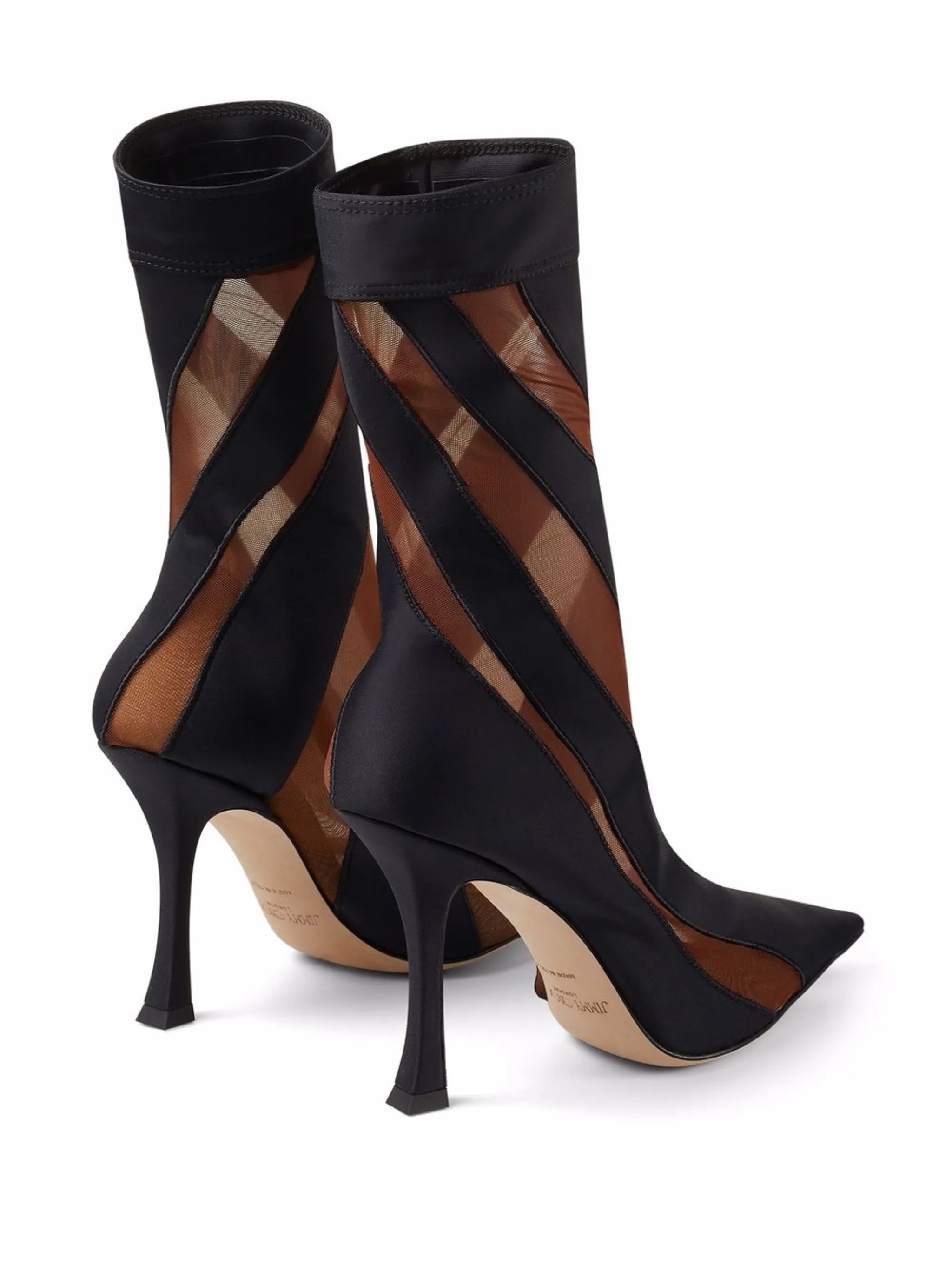 x Mugler mesh-stripe mid-calf boots