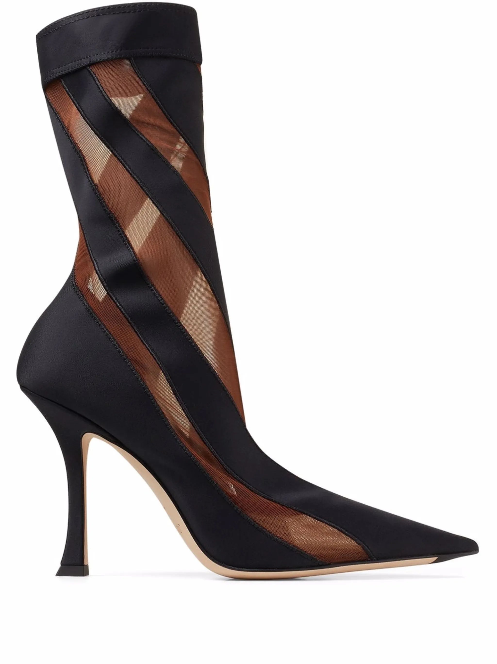 x Mugler mesh-stripe mid-calf boots
