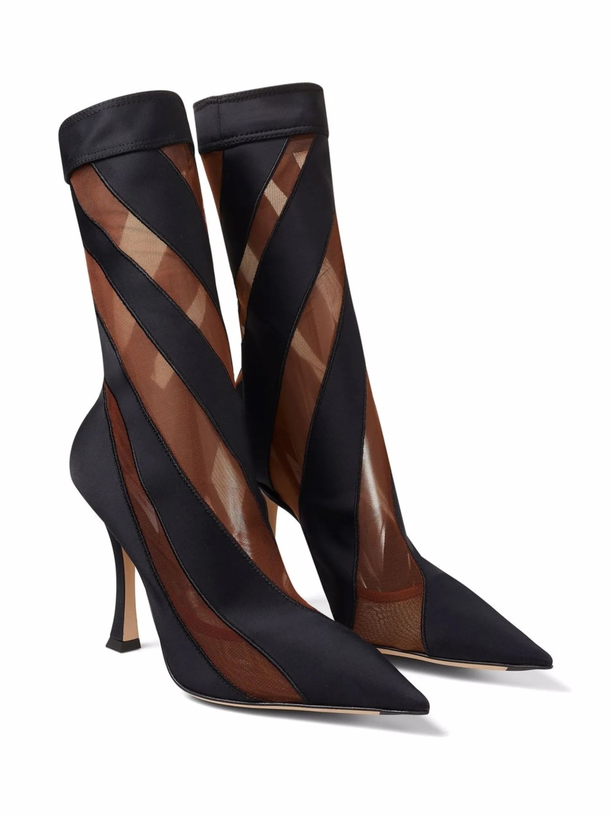 x Mugler mesh-stripe mid-calf boots