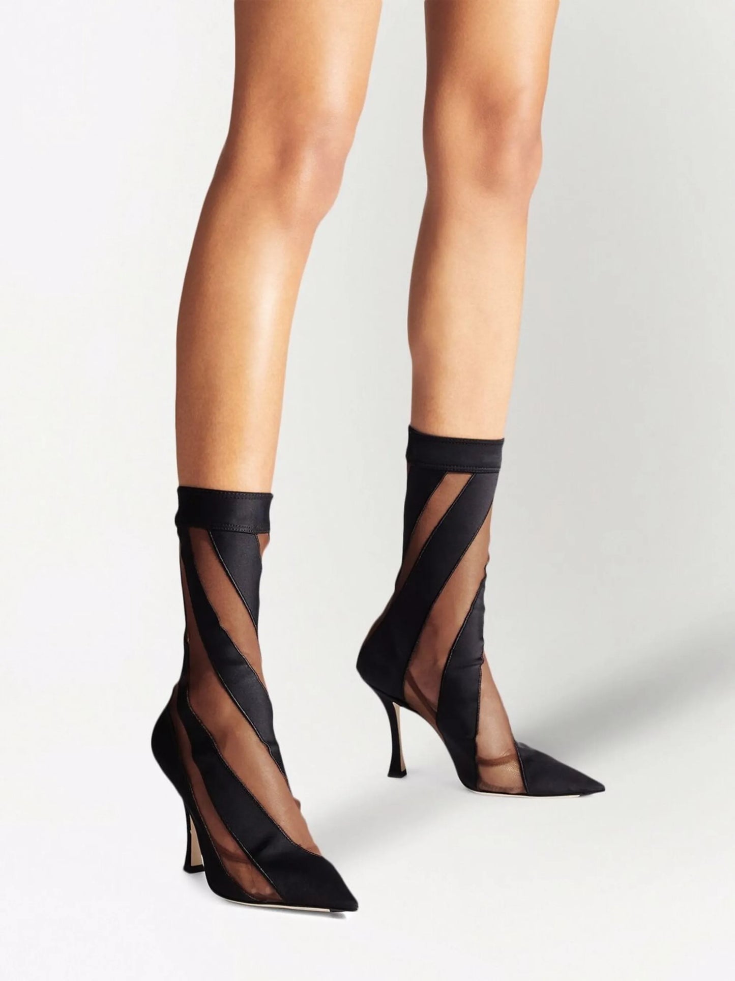 x Mugler mesh-stripe mid-calf boots