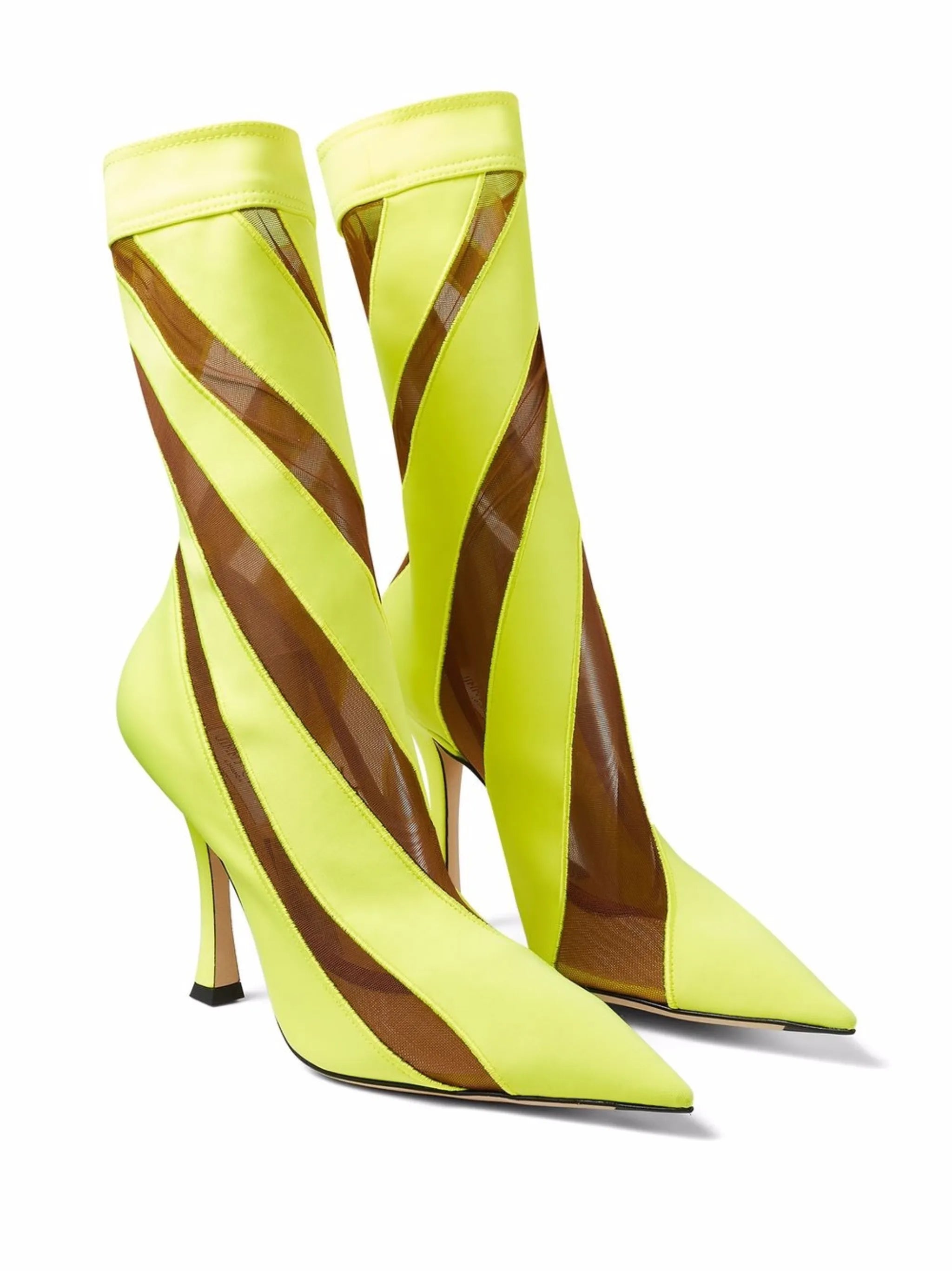 x Mugler mesh-stripe mid-calf boots