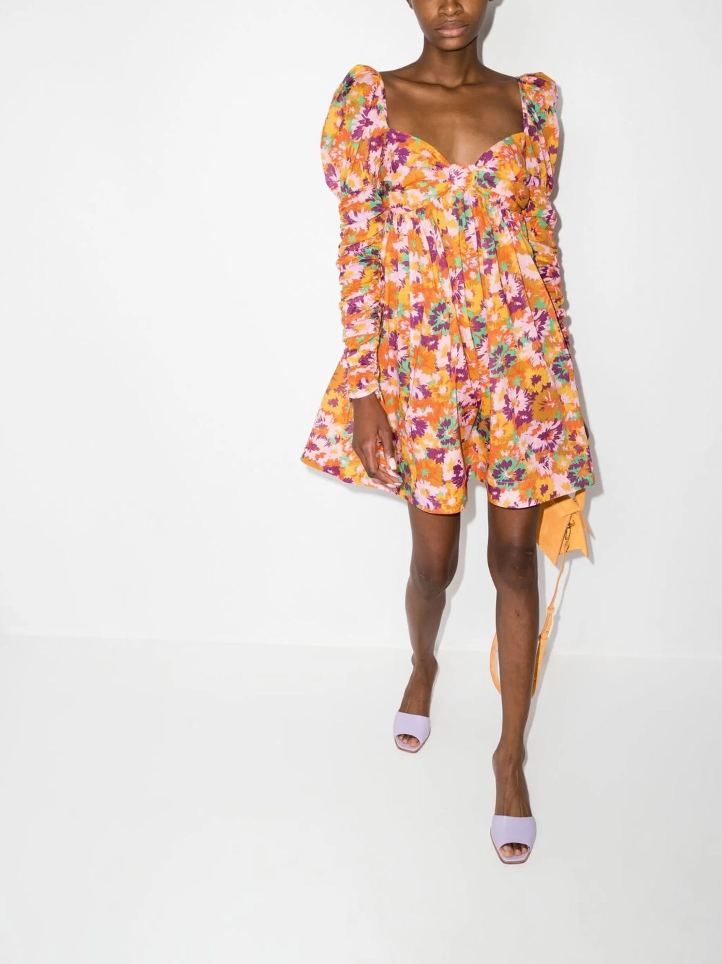 Violet floral-print minidress
