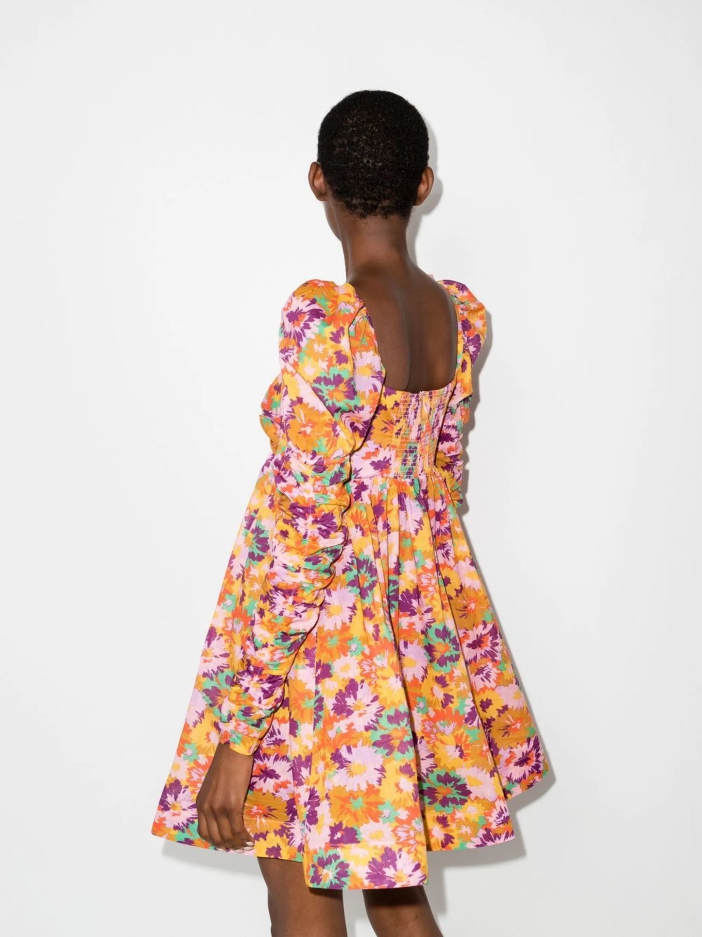 Violet floral-print minidress