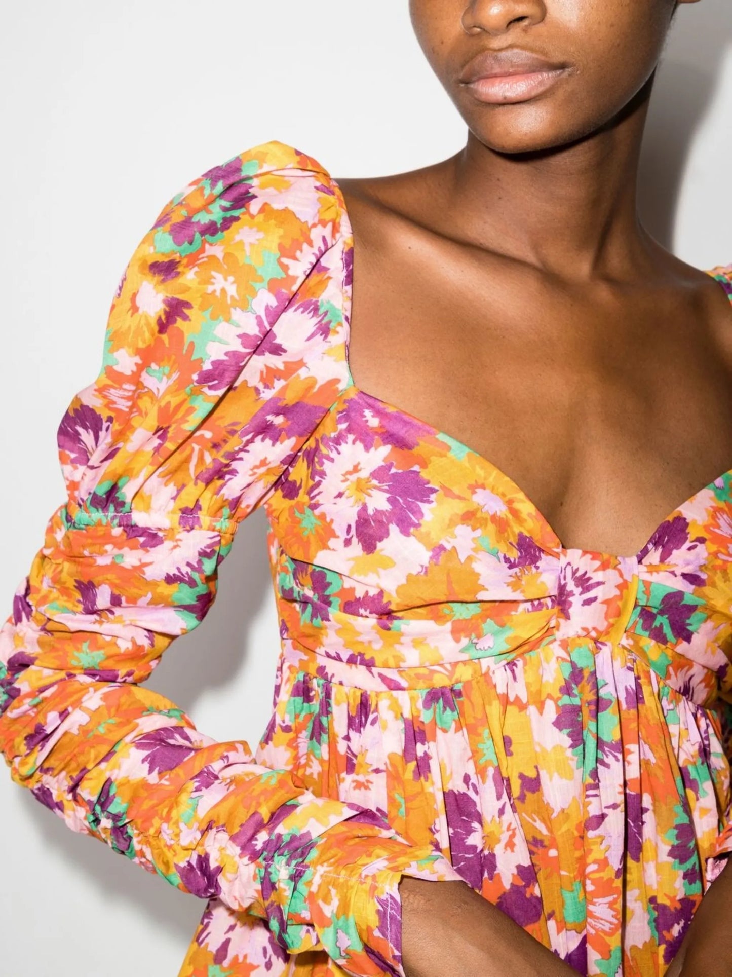 Violet floral-print minidress