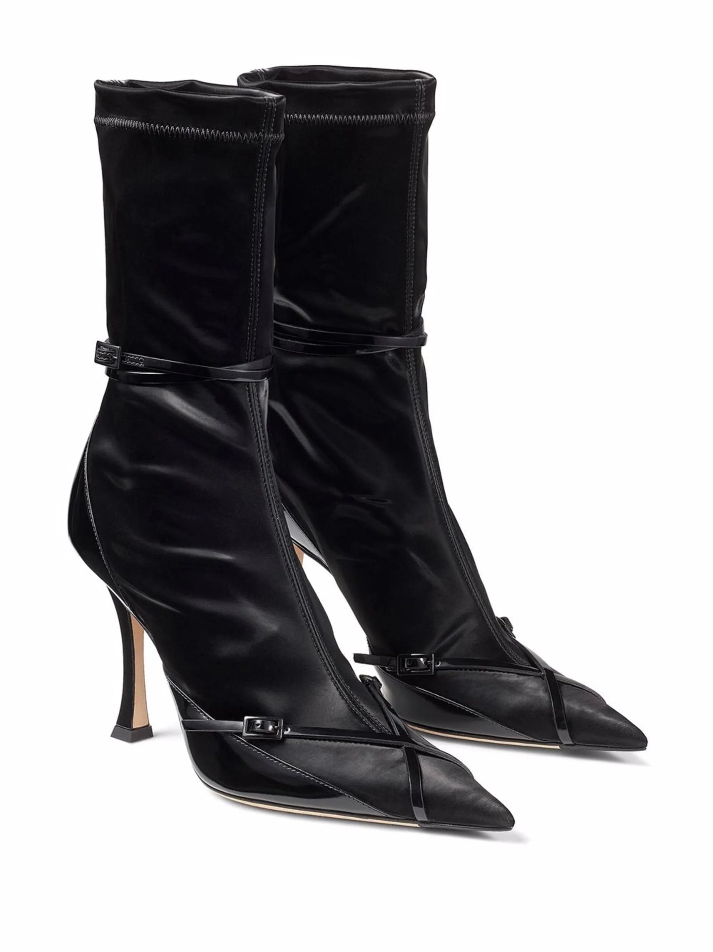 x Mugler buckle-strap mid-calf boots
