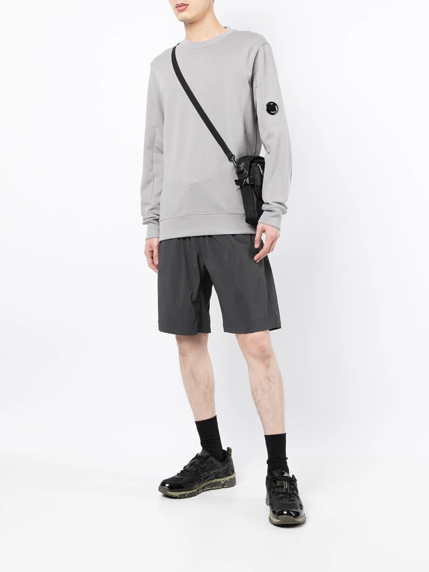 Lens-embellished rib-trimmed sweatshirt