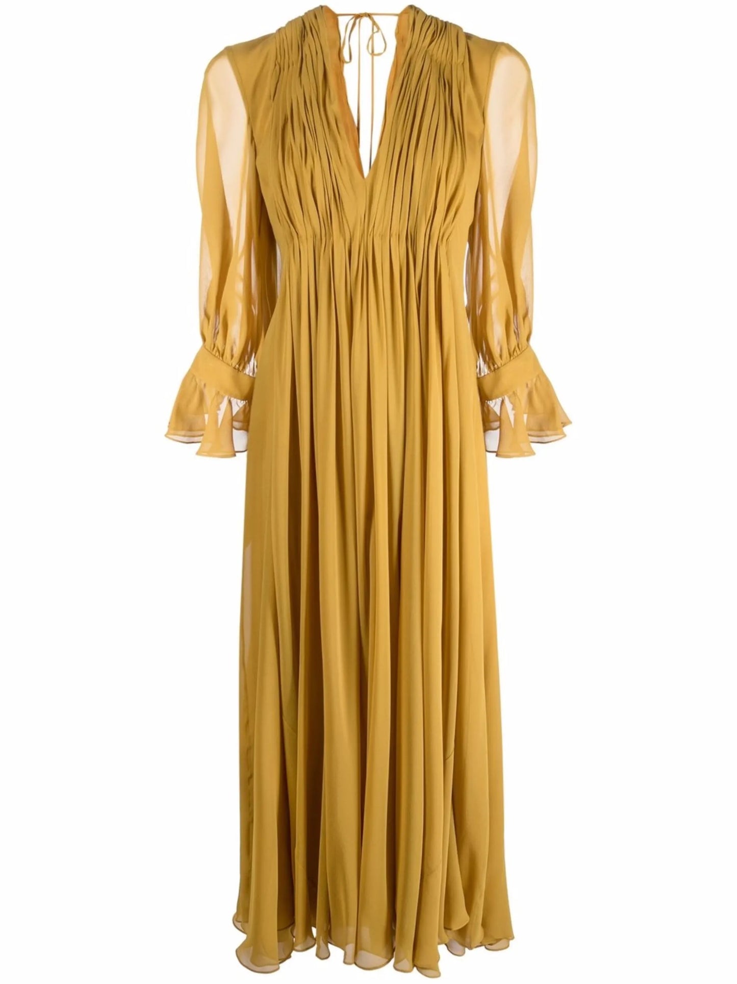 V-neck gathered-detail dress