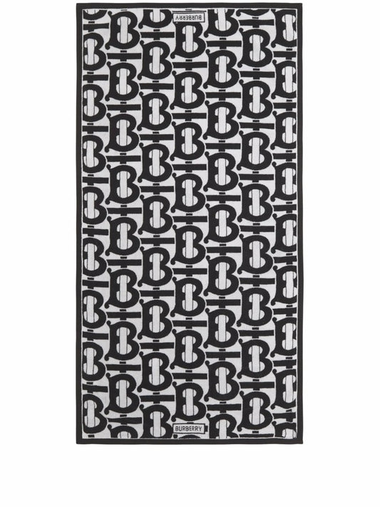 Monogram-pattern jacquard cotton bath towel