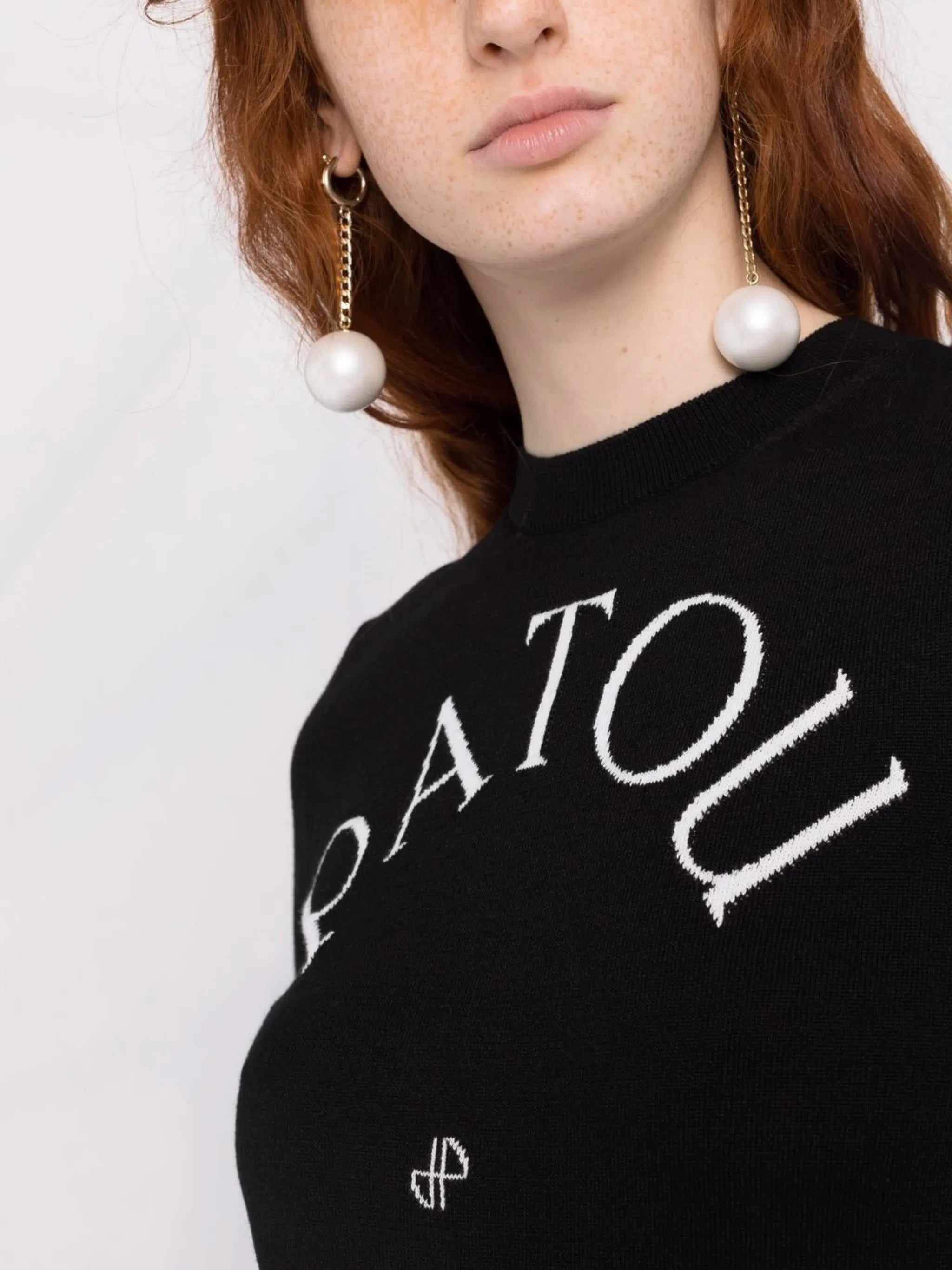 logo-jacquard knitted top