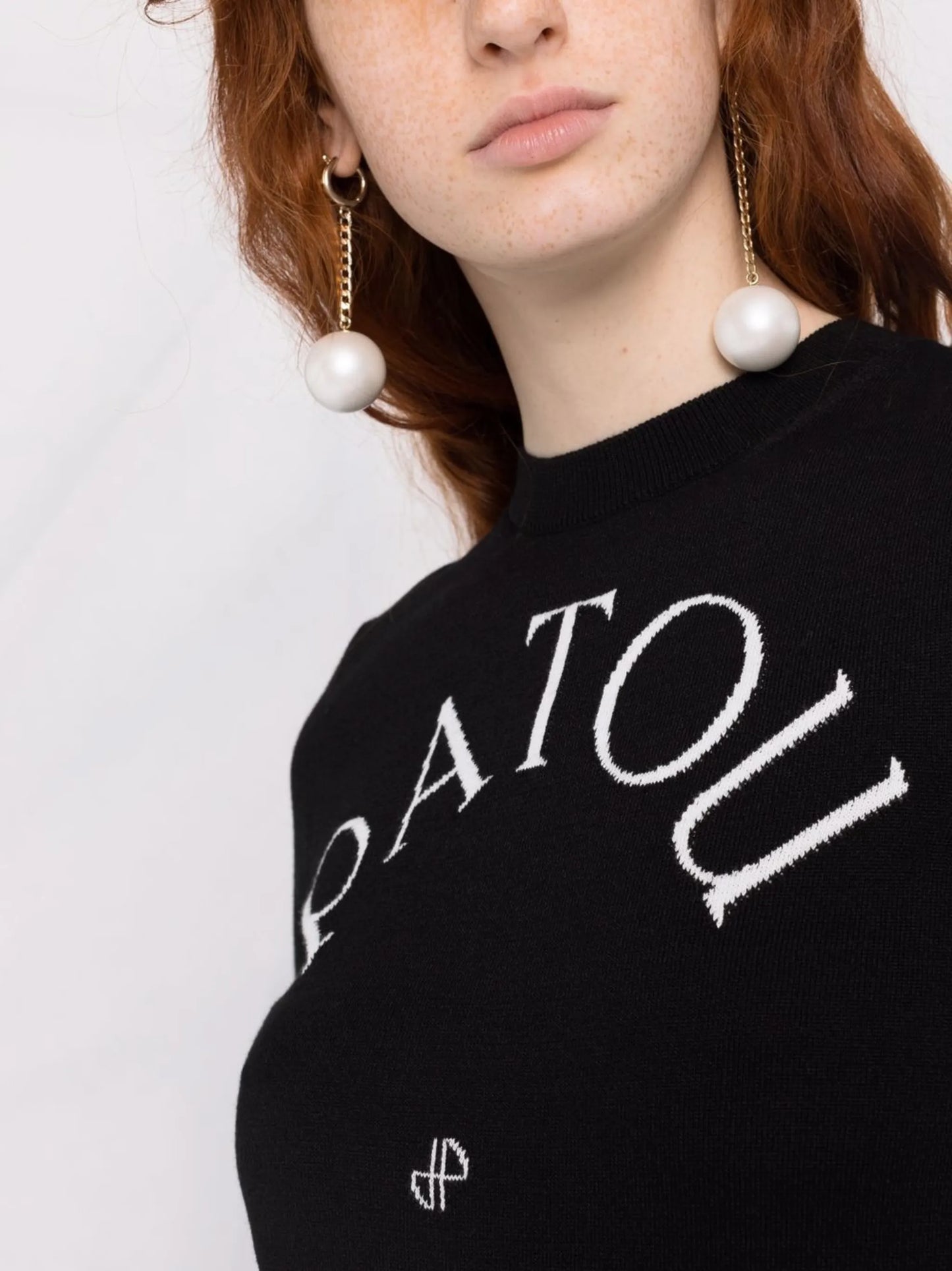 logo-jacquard knitted top