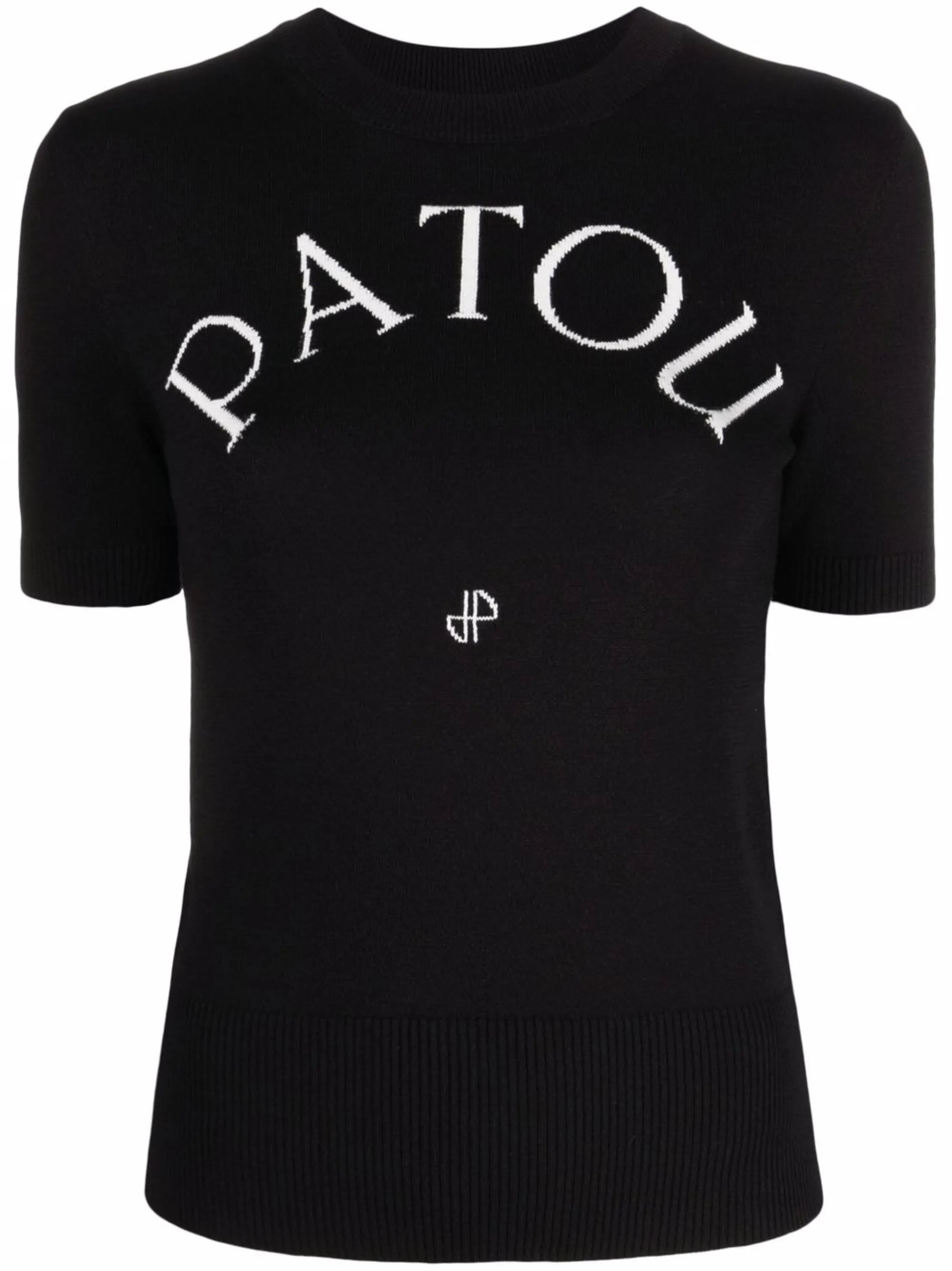 logo-jacquard knitted top