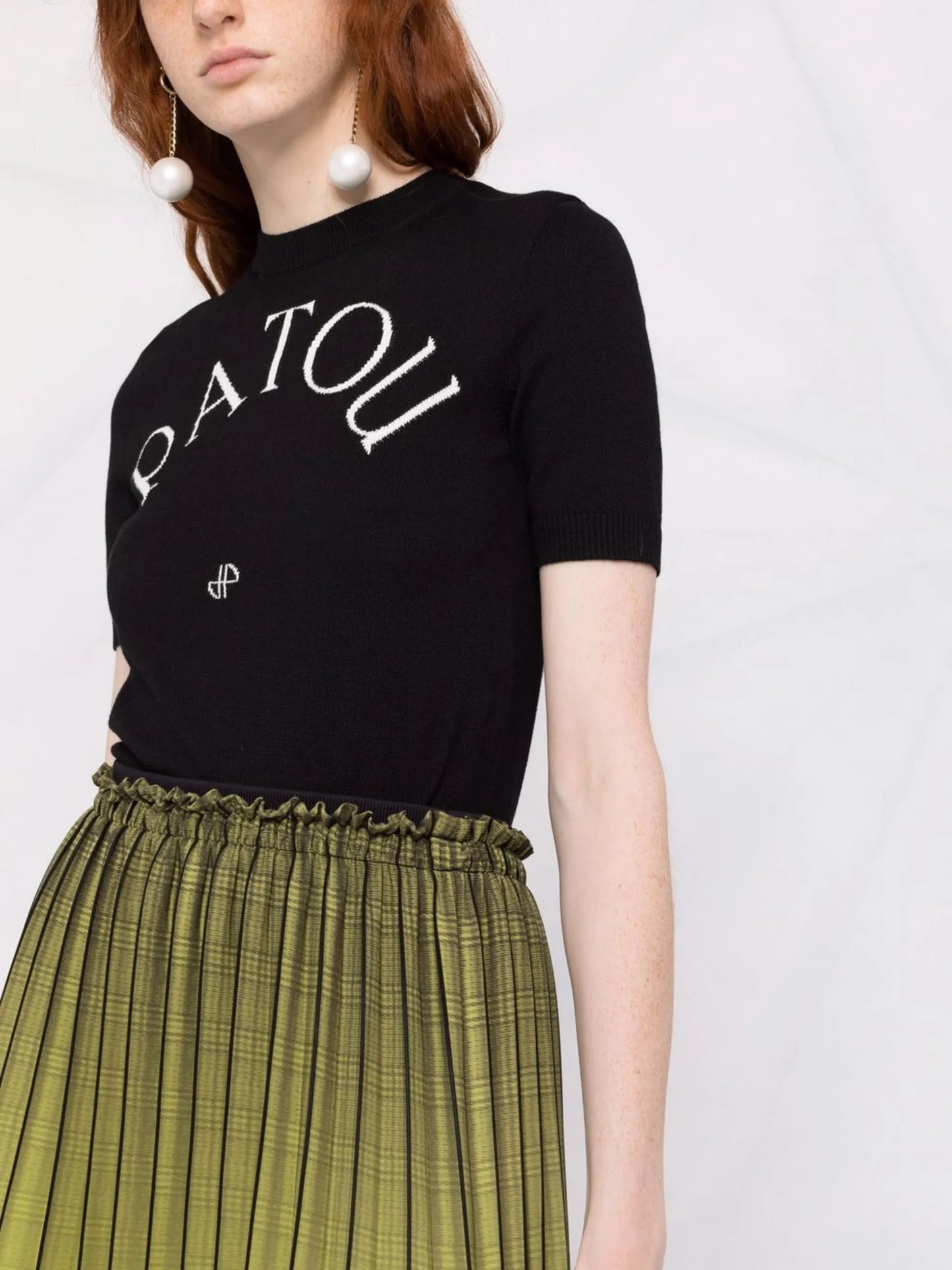 logo-jacquard knitted top