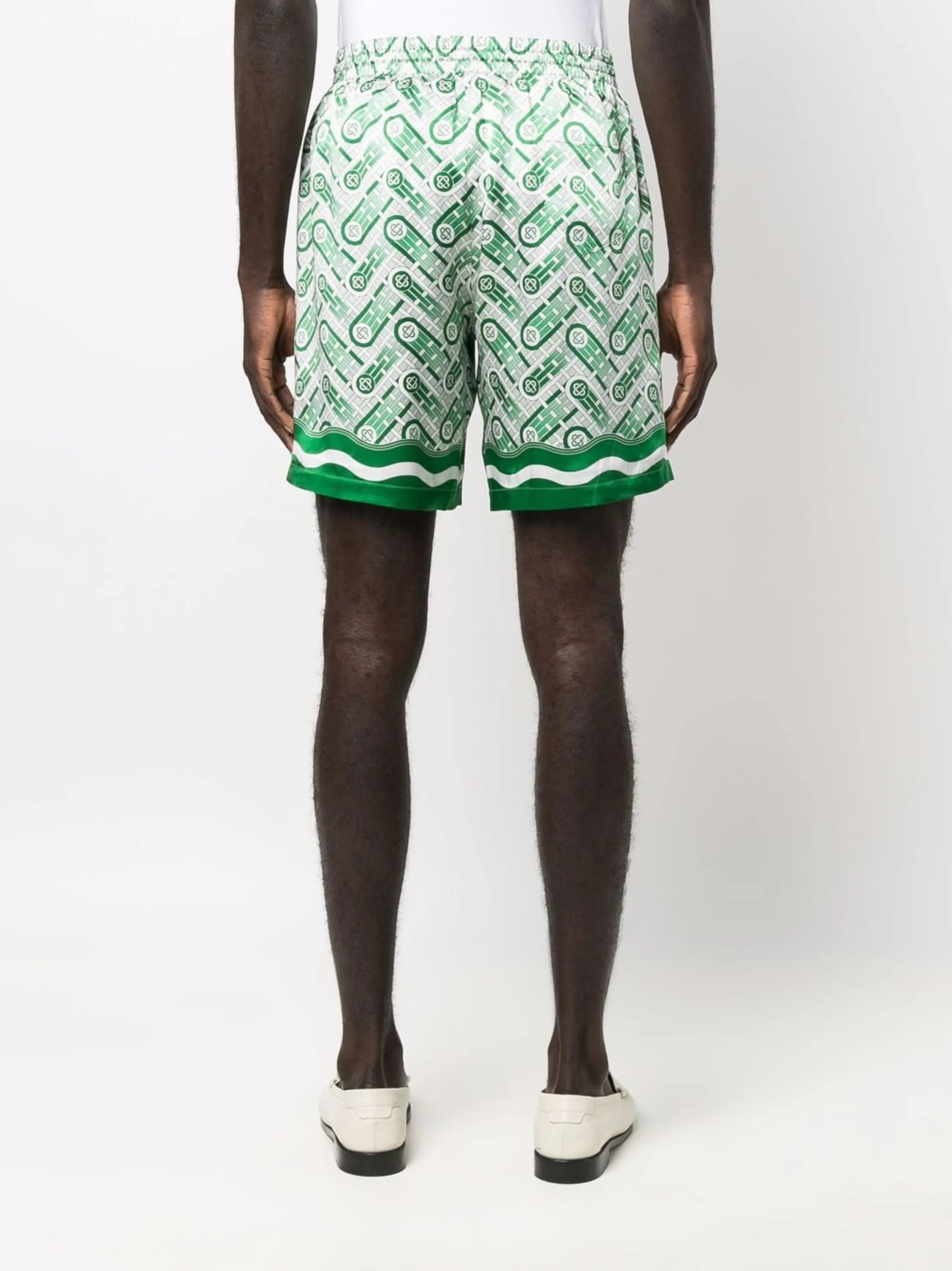 monogram silk track shorts