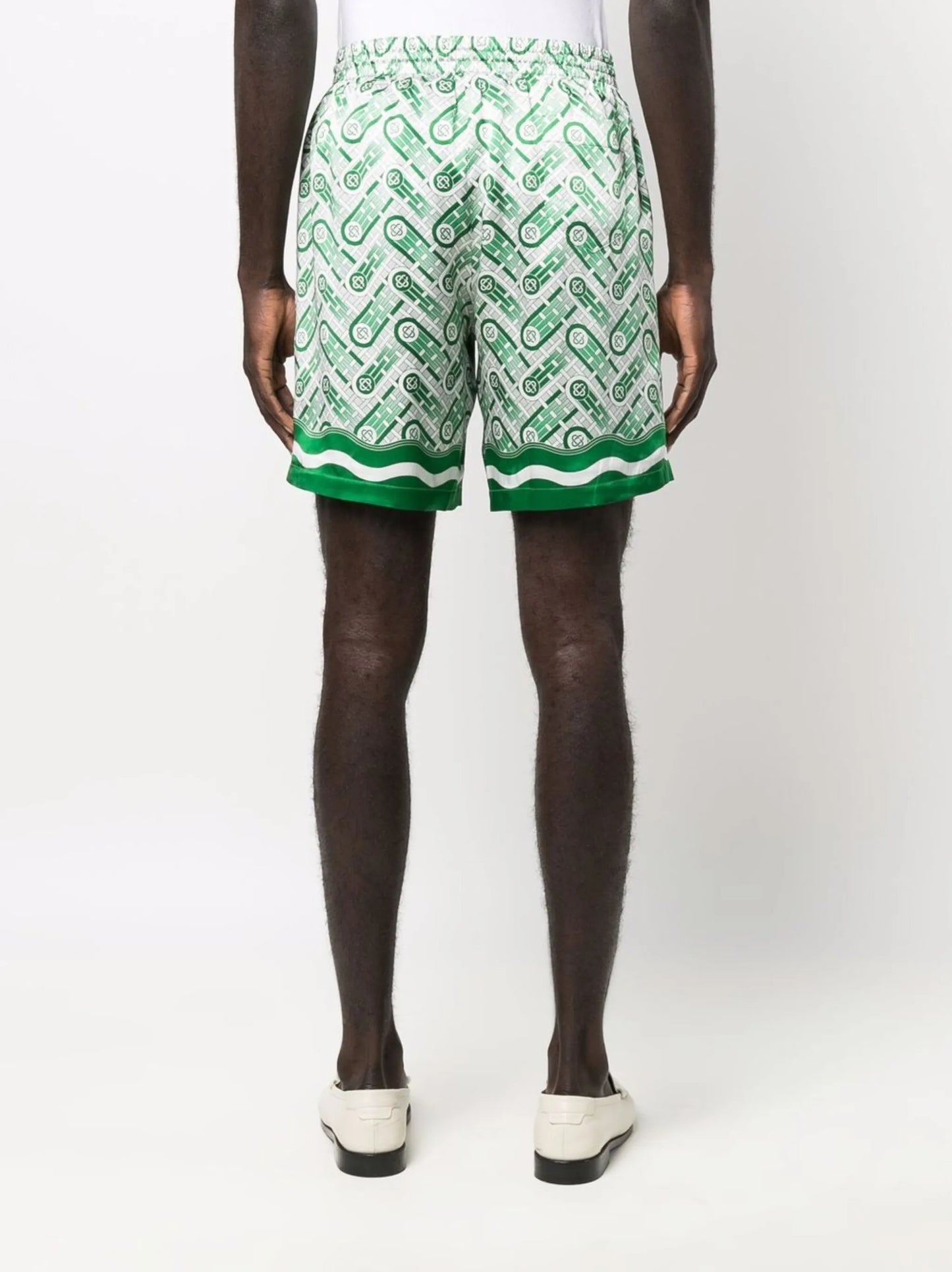 monogram silk track shorts