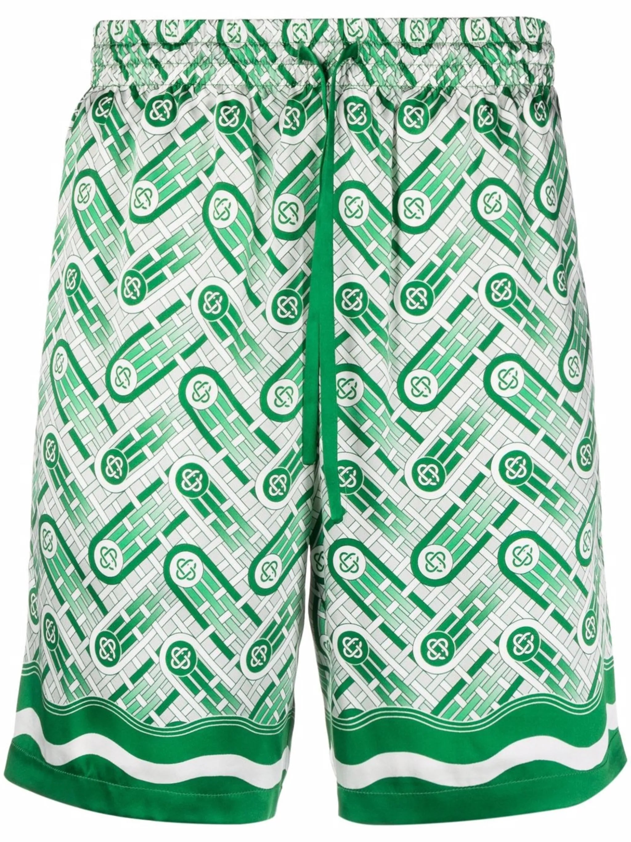 monogram silk track shorts