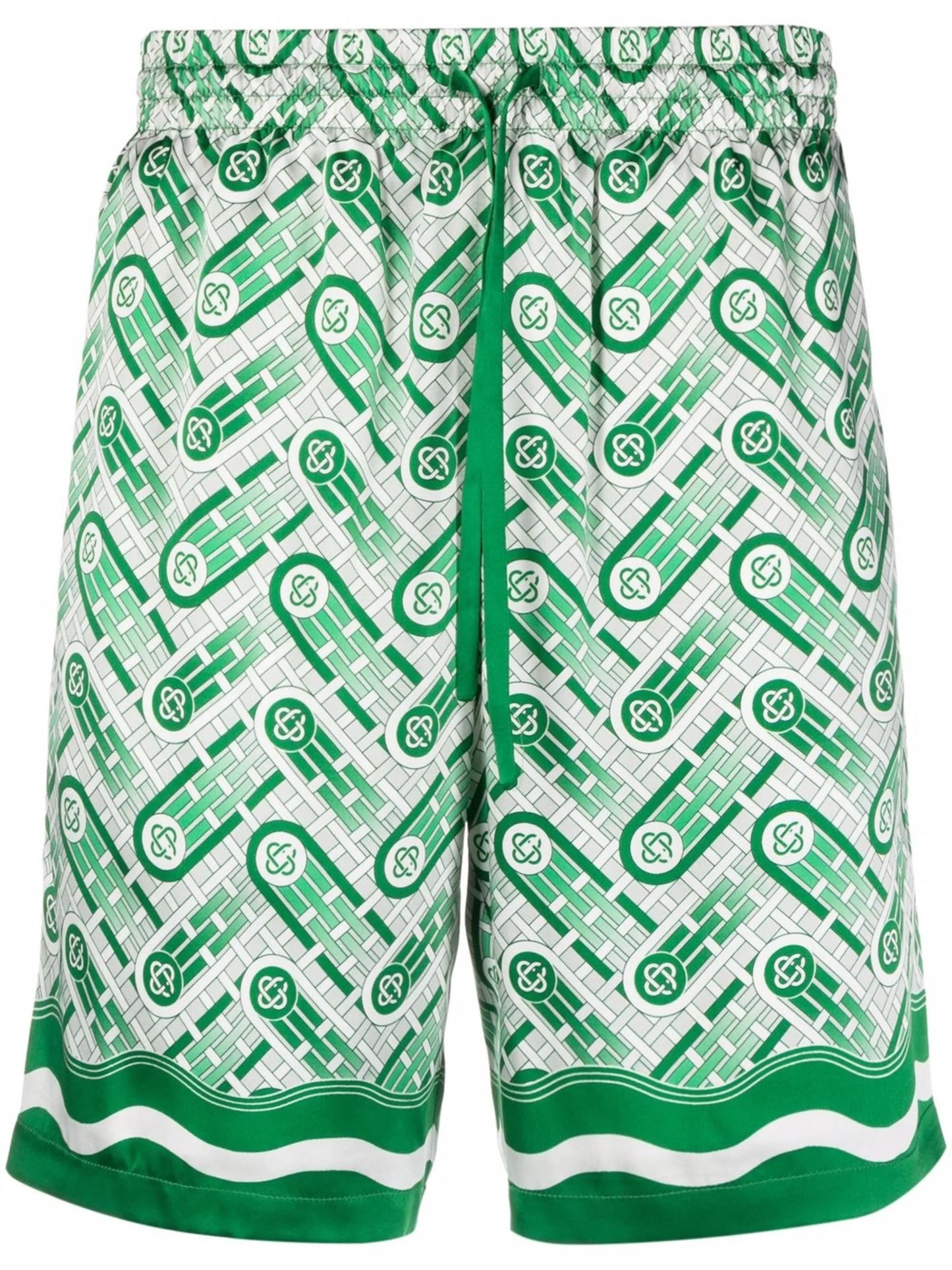 monogram silk track shorts