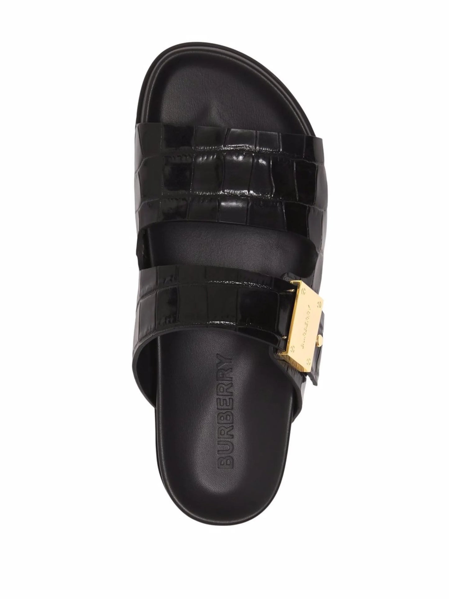 logo-plaque crocodile-embossed leather sandals