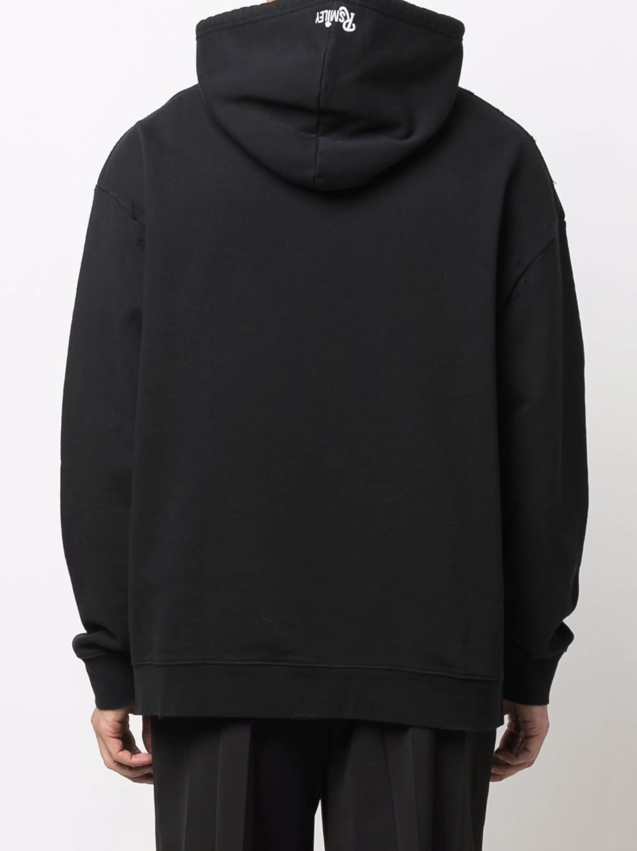 x Smiley distressed-finish hoodie