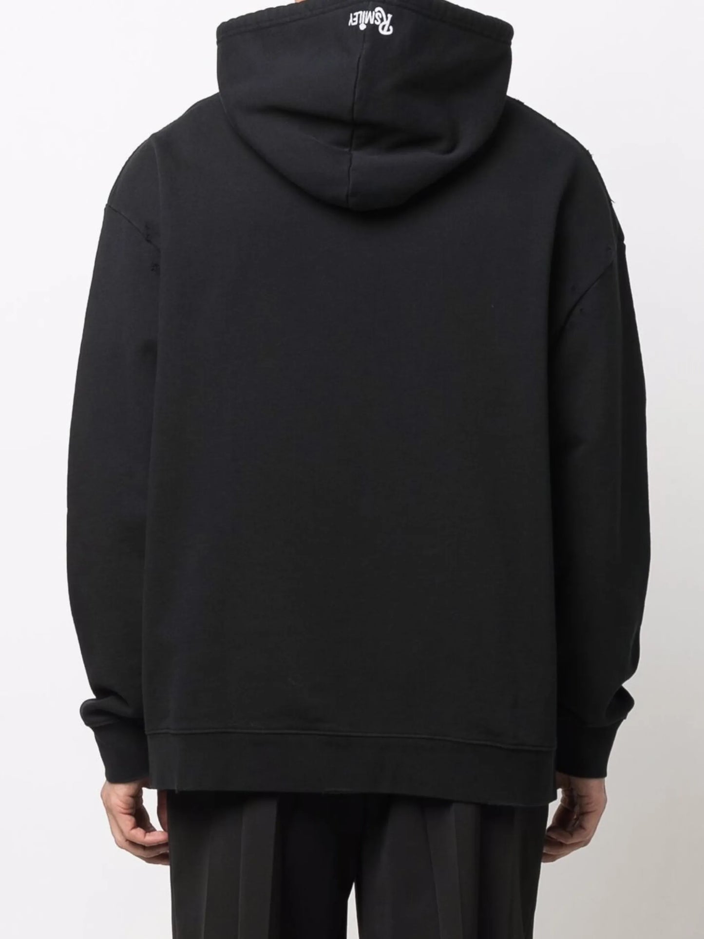 x Smiley distressed-finish hoodie