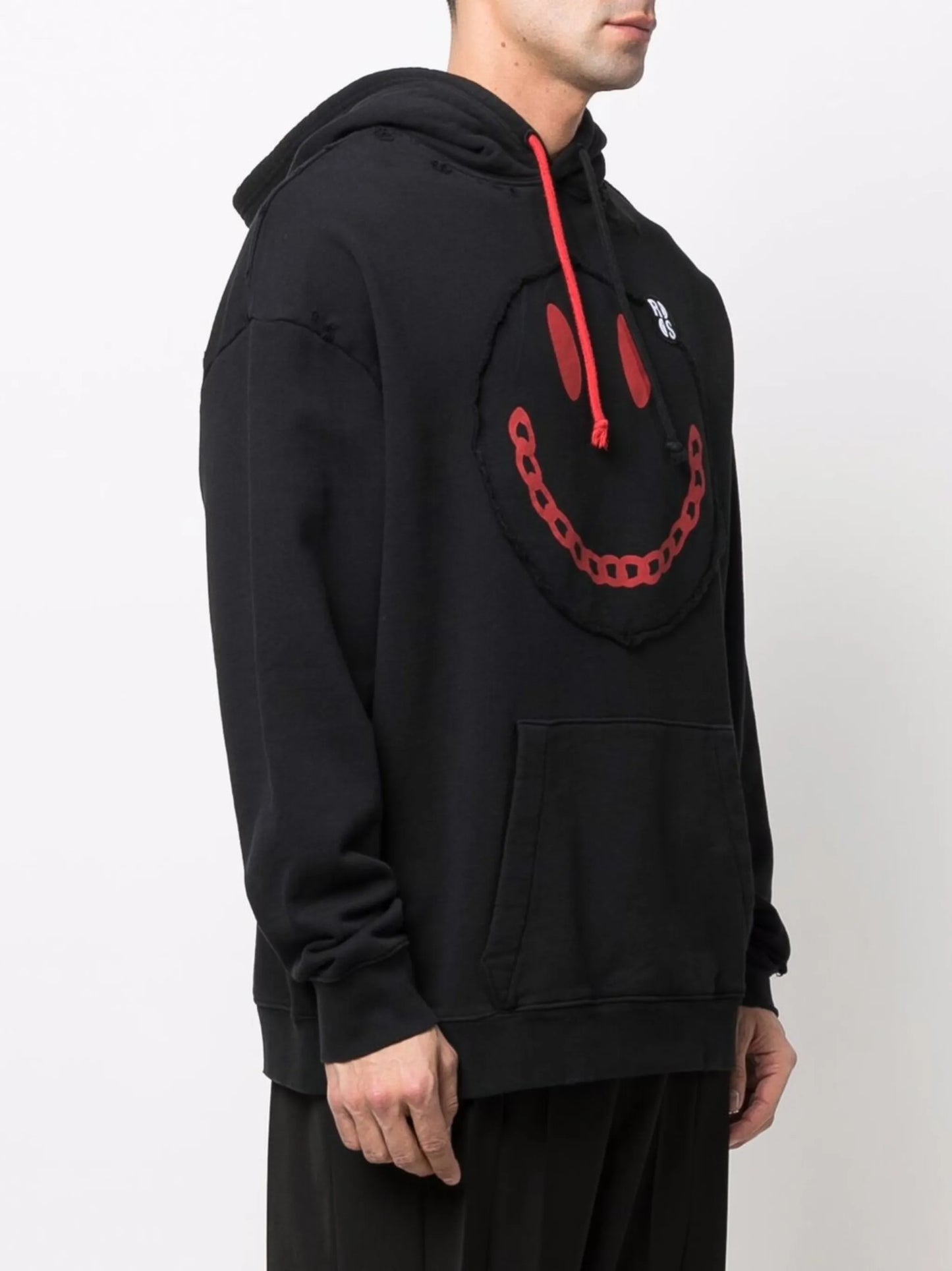 x Smiley distressed-finish hoodie