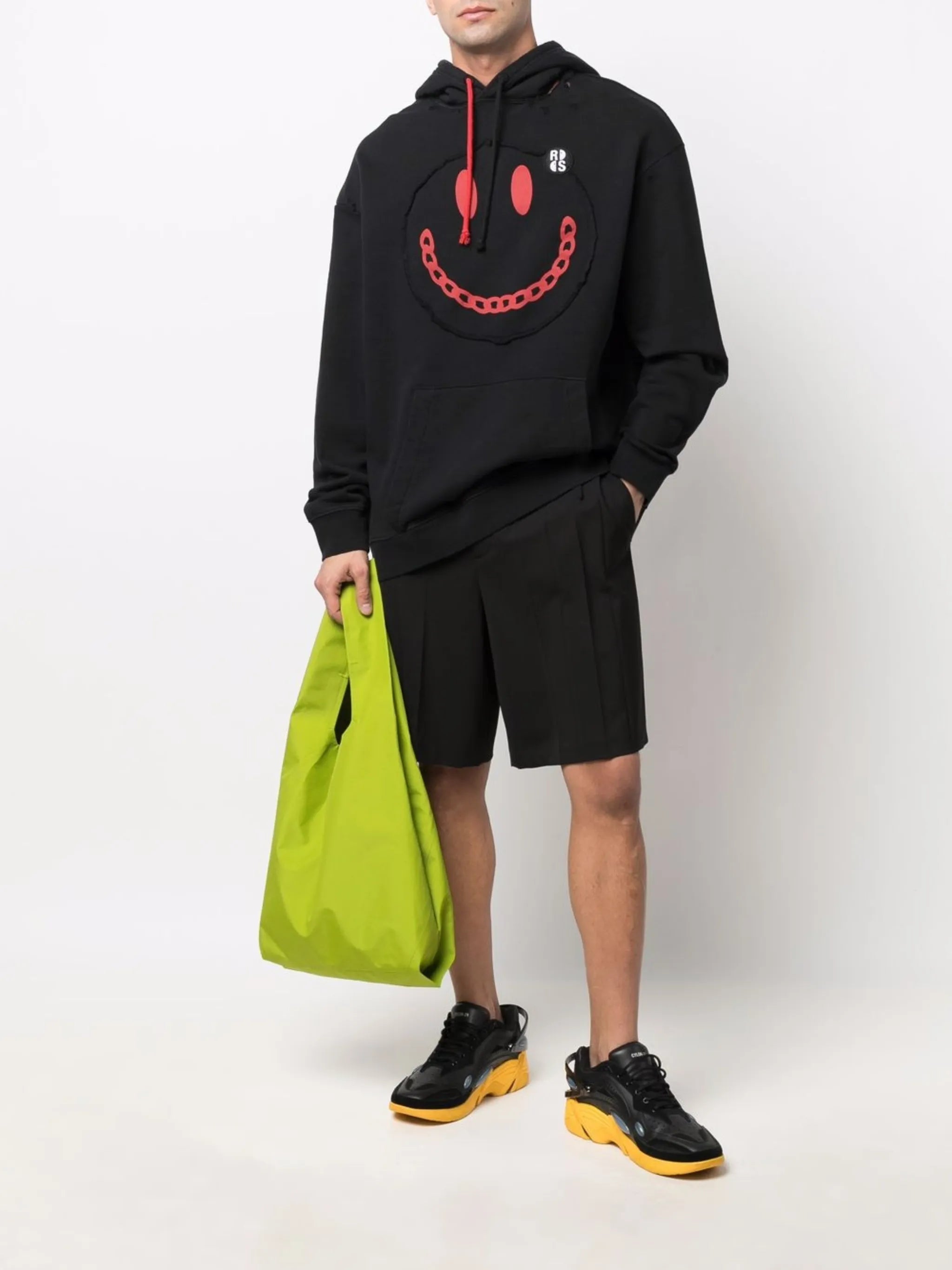 x Smiley distressed-finish hoodie