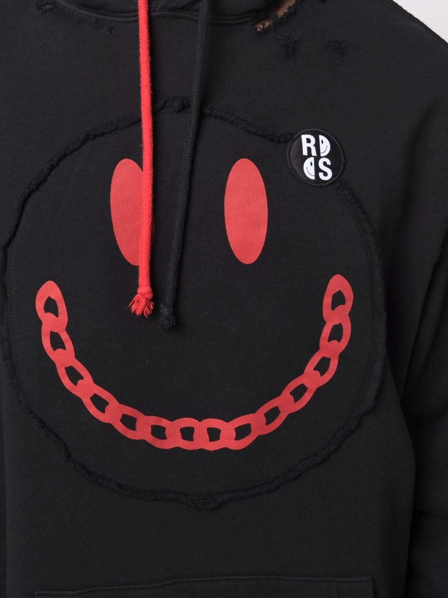 x Smiley distressed-finish hoodie